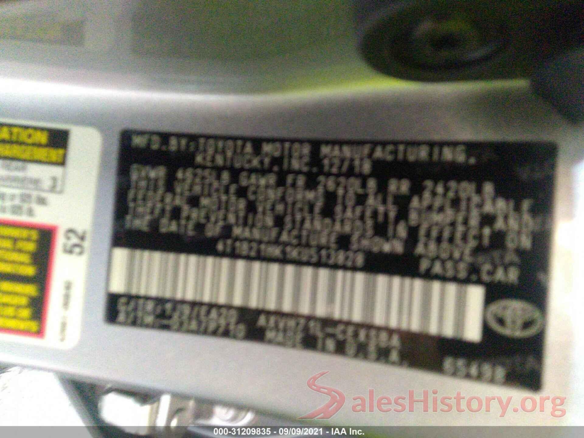 4T1B21HK1KU513828 2019 TOYOTA CAMRY