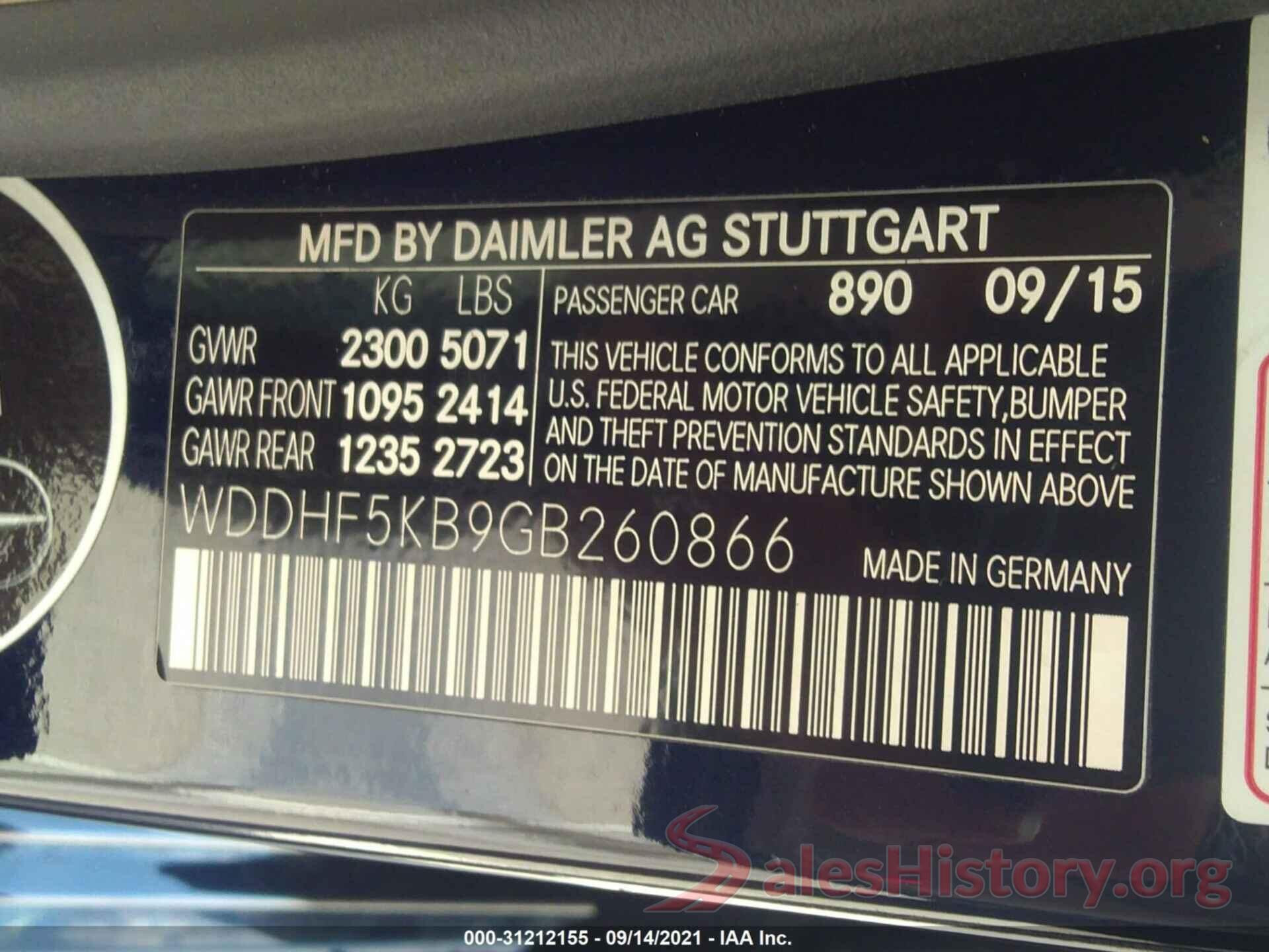 WDDHF5KB9GB260866 2016 MERCEDES-BENZ E-CLASS