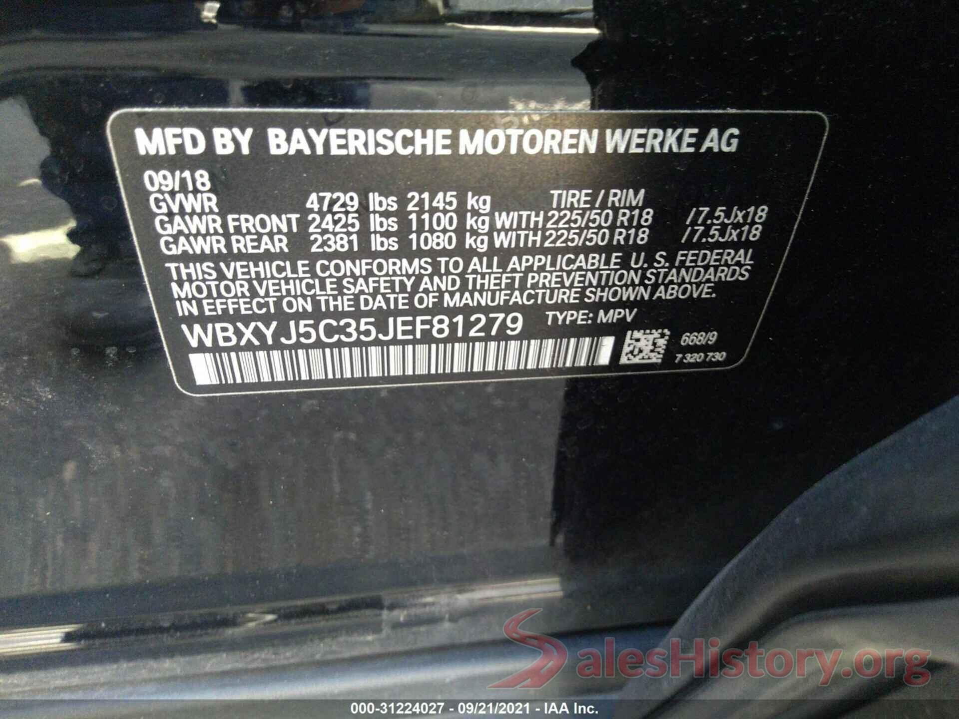 WBXYJ5C35JEF81279 2018 BMW X2