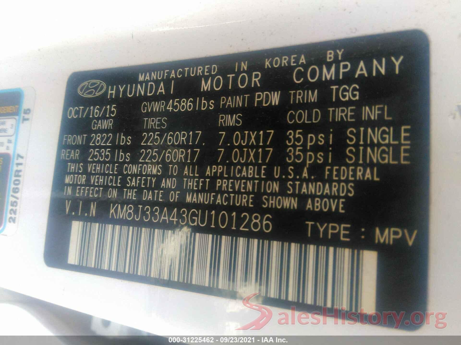 KM8J33A43GU101286 2016 HYUNDAI TUCSON