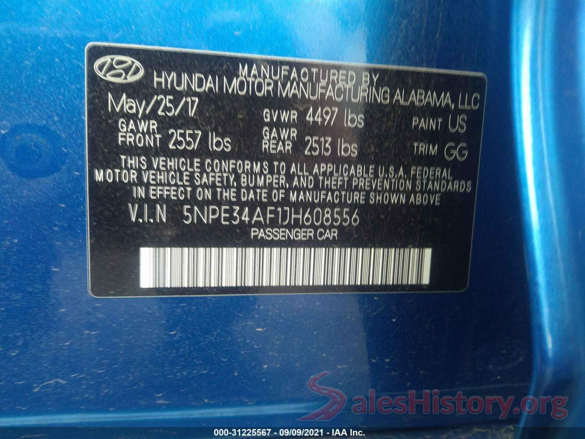 5NPE34AF1JH608556 2018 HYUNDAI SONATA