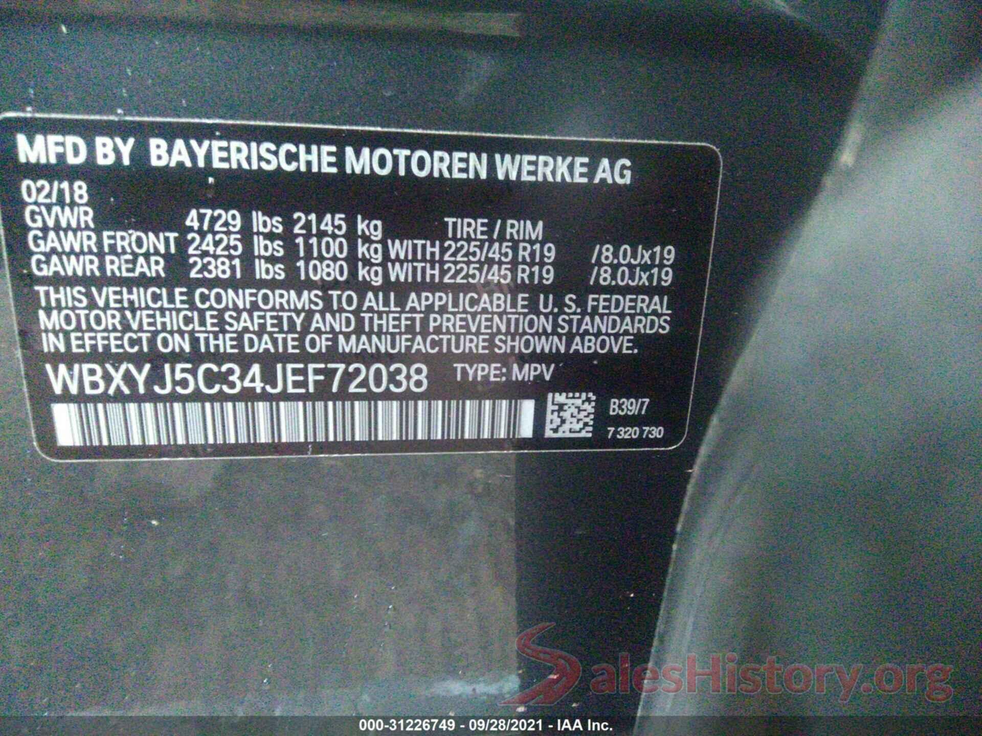 WBXYJ5C34JEF72038 2018 BMW X2