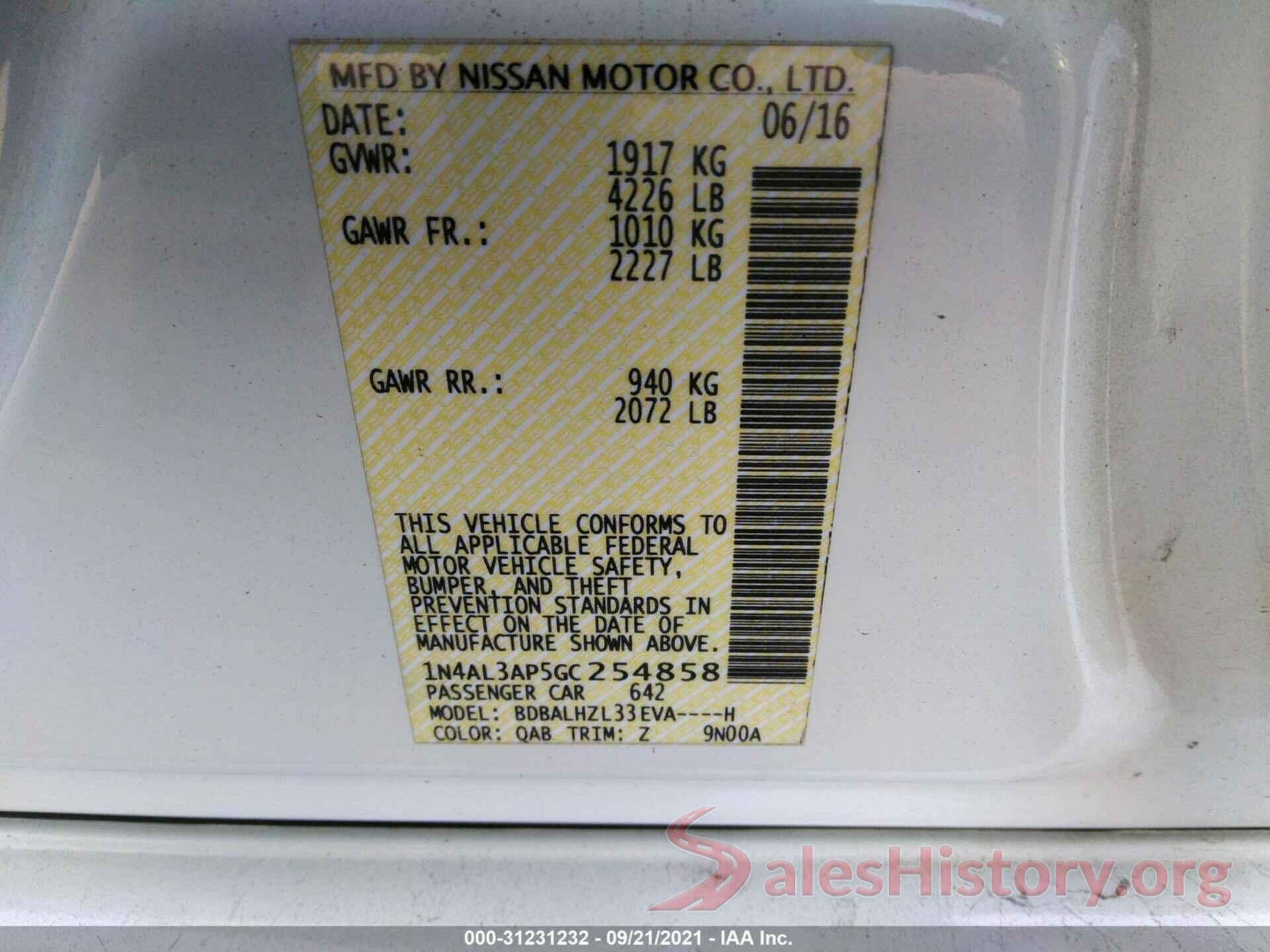 1N4AL3AP5GC254858 2016 NISSAN ALTIMA