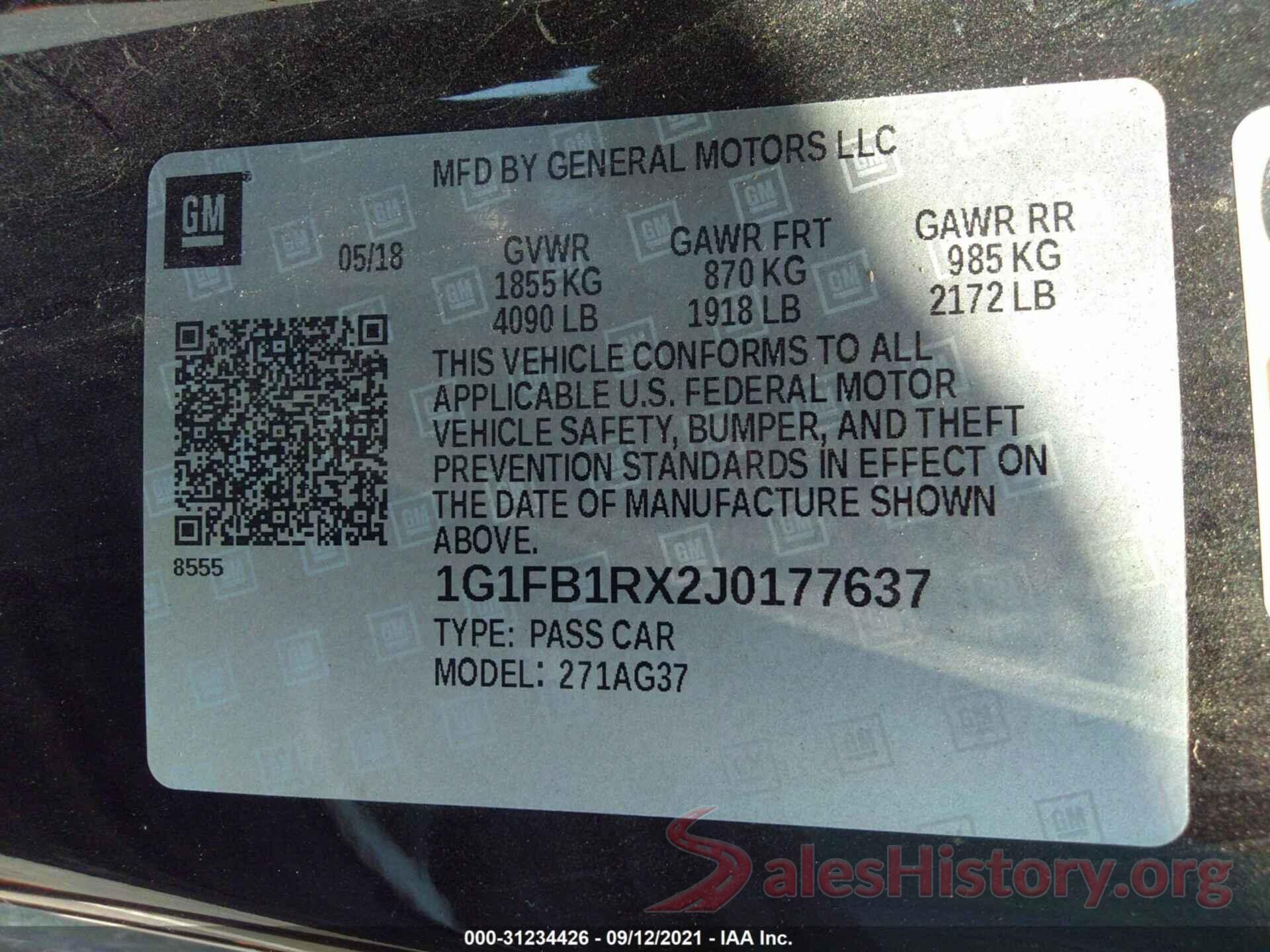 1G1FB1RX2J0177637 2018 CHEVROLET CAMARO