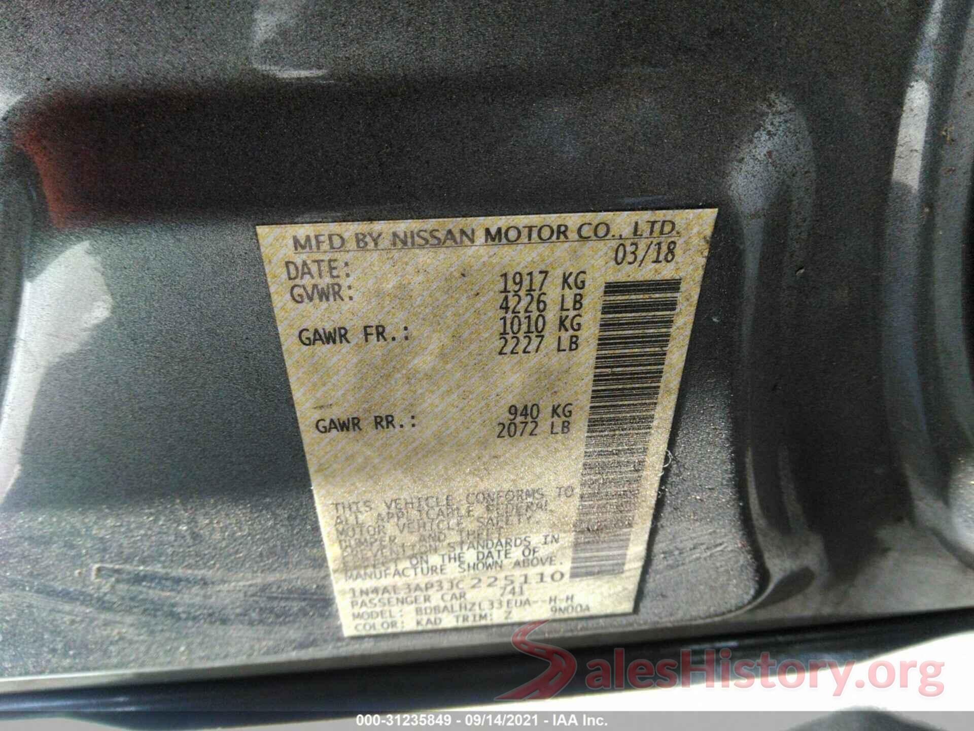 1N4AL3AP3JC225110 2018 NISSAN ALTIMA