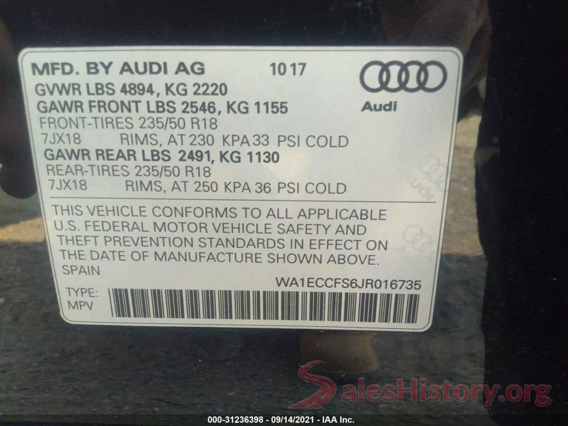 WA1ECCFS6JR016735 2018 AUDI Q3