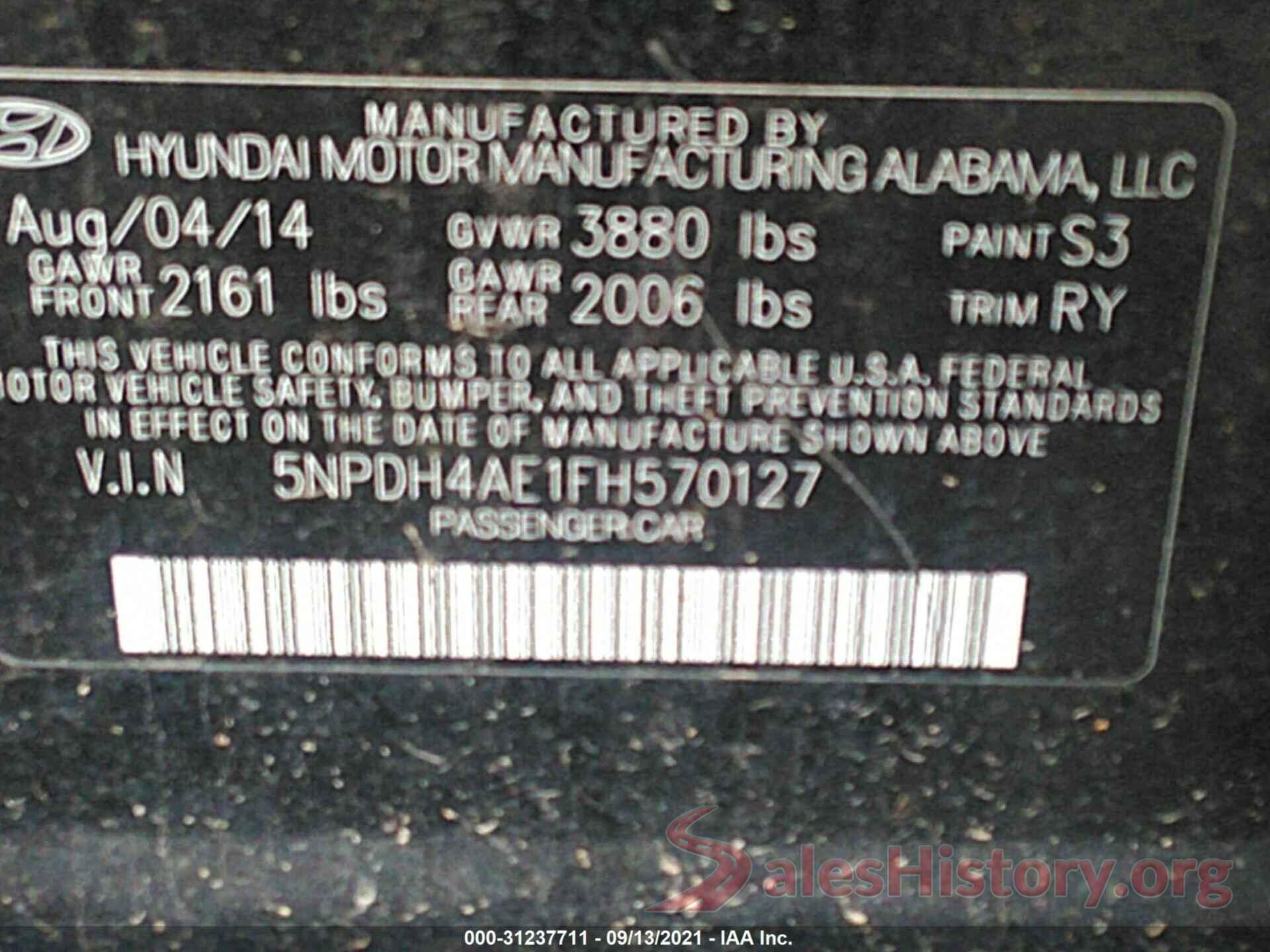 5NPD74LF9KH471039 2015 HYUNDAI ELANTRA