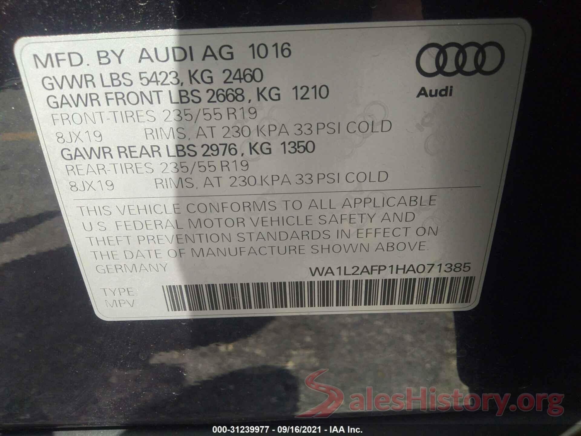 WA1L2AFP1HA071385 2017 AUDI Q5