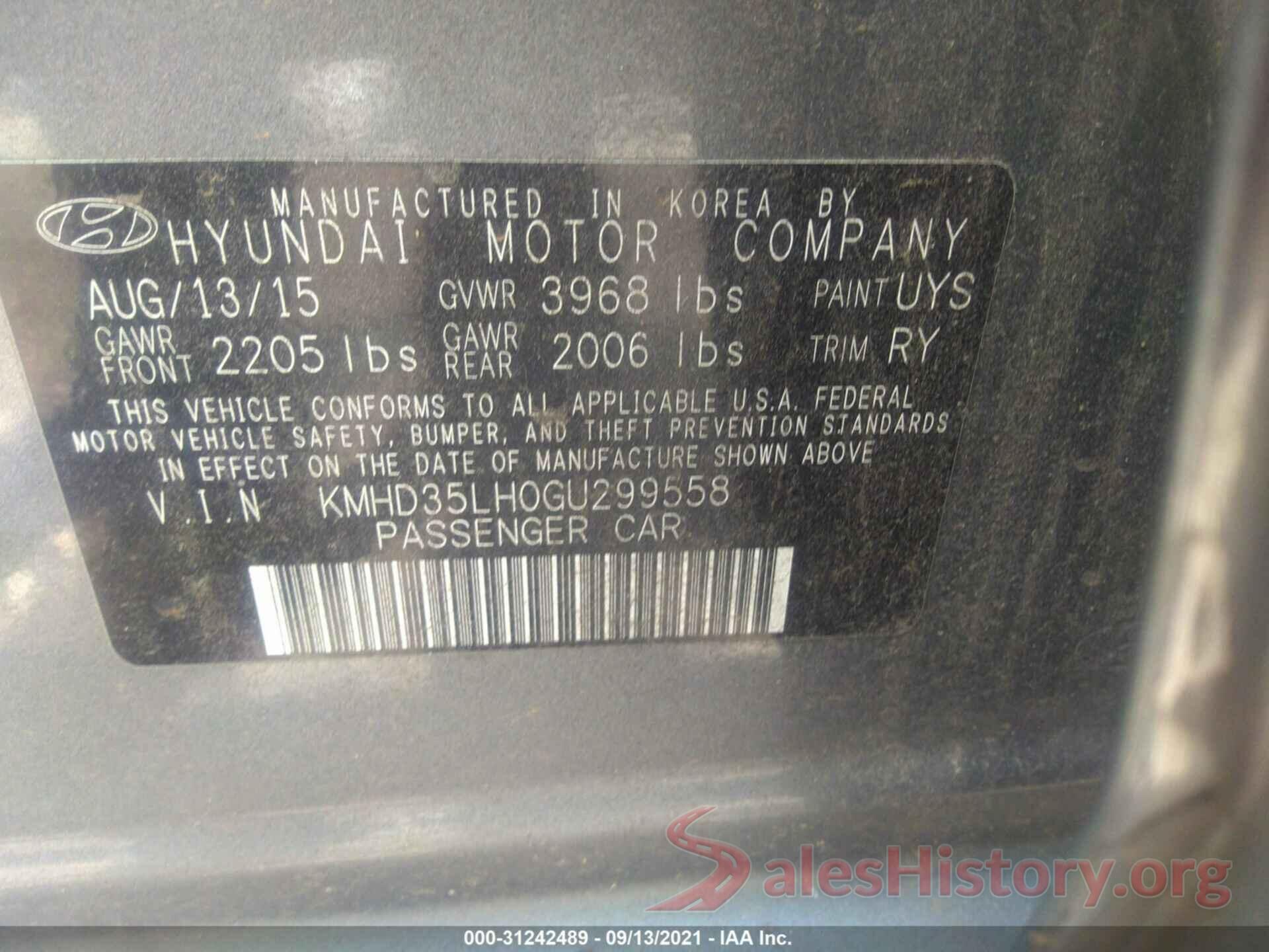 KMHD35LH0GU299558 2016 HYUNDAI ELANTRA GT