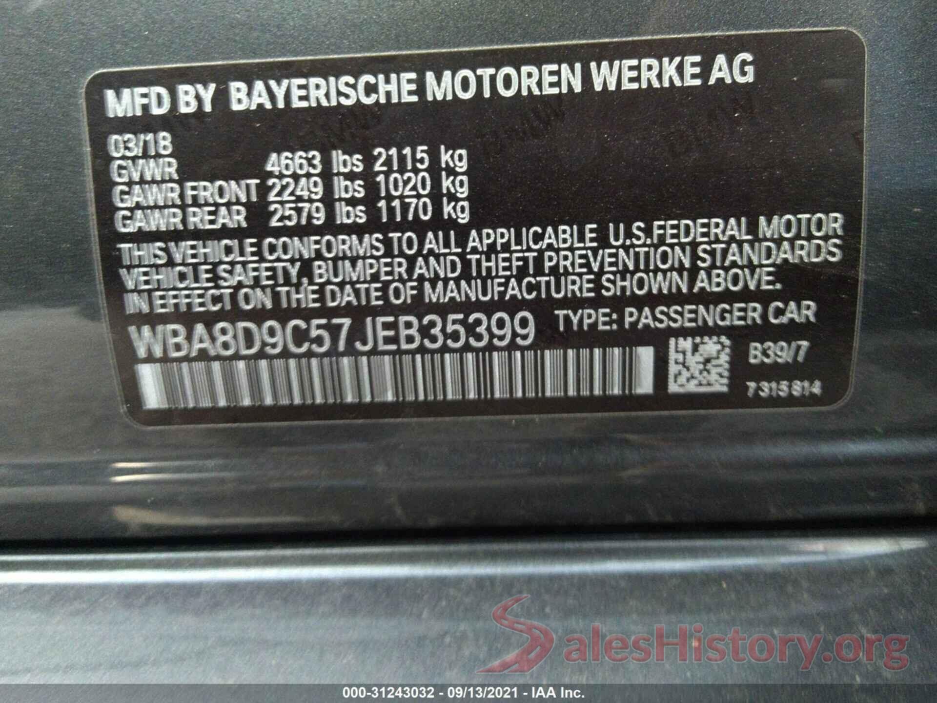 WBA8D9C57JEB35399 2018 BMW 3 SERIES