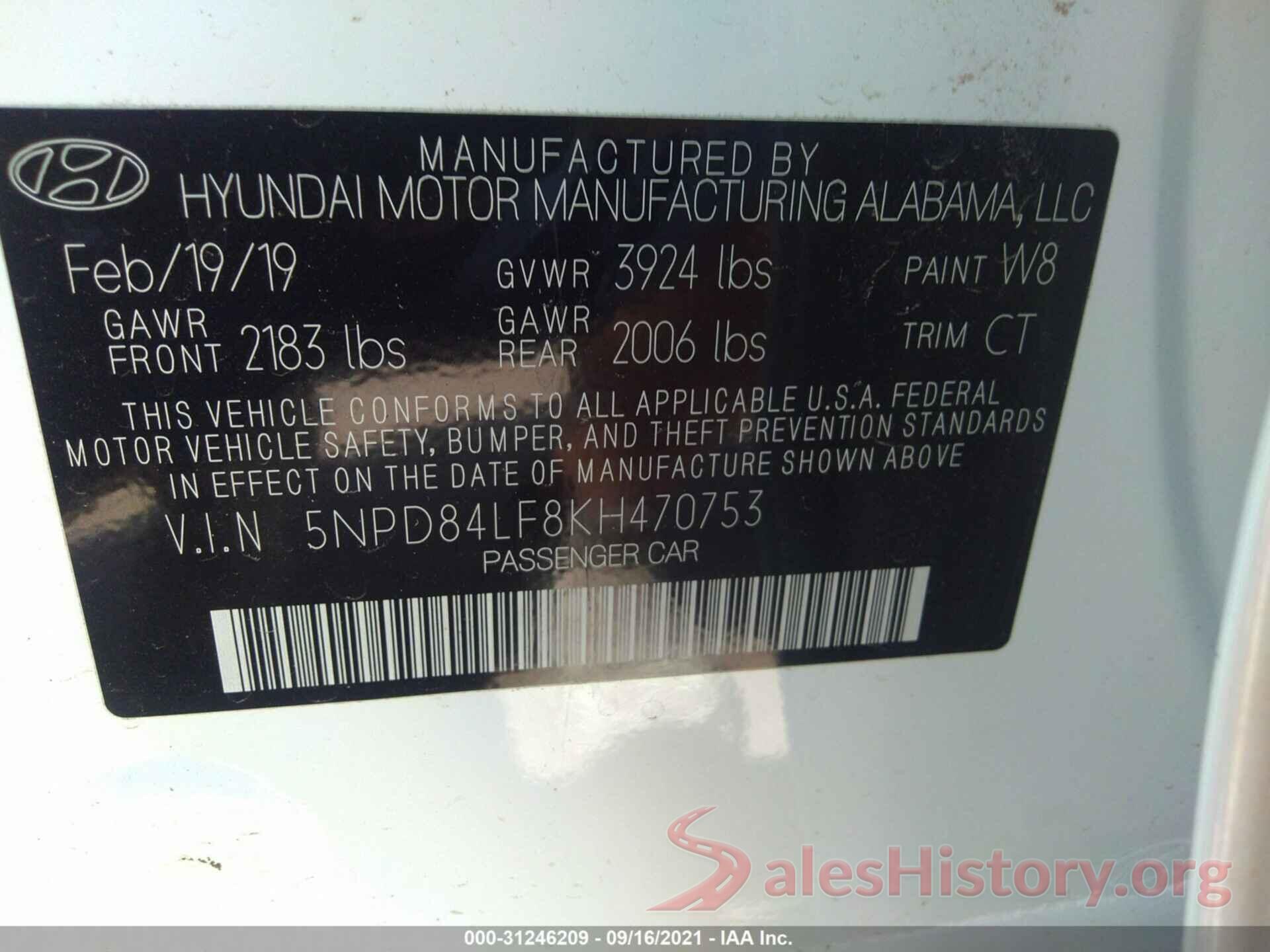 5NPD84LF8KH470753 2019 HYUNDAI ELANTRA