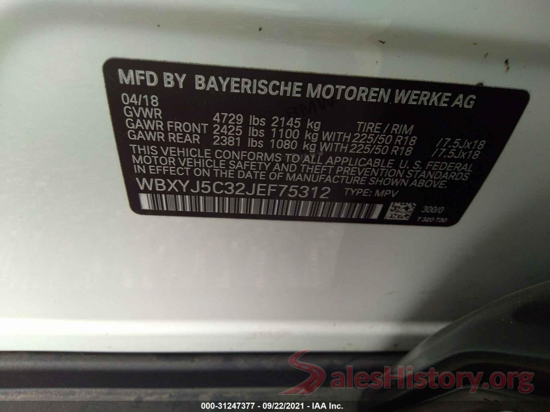 WBXYJ5C32JEF75312 2018 BMW X2