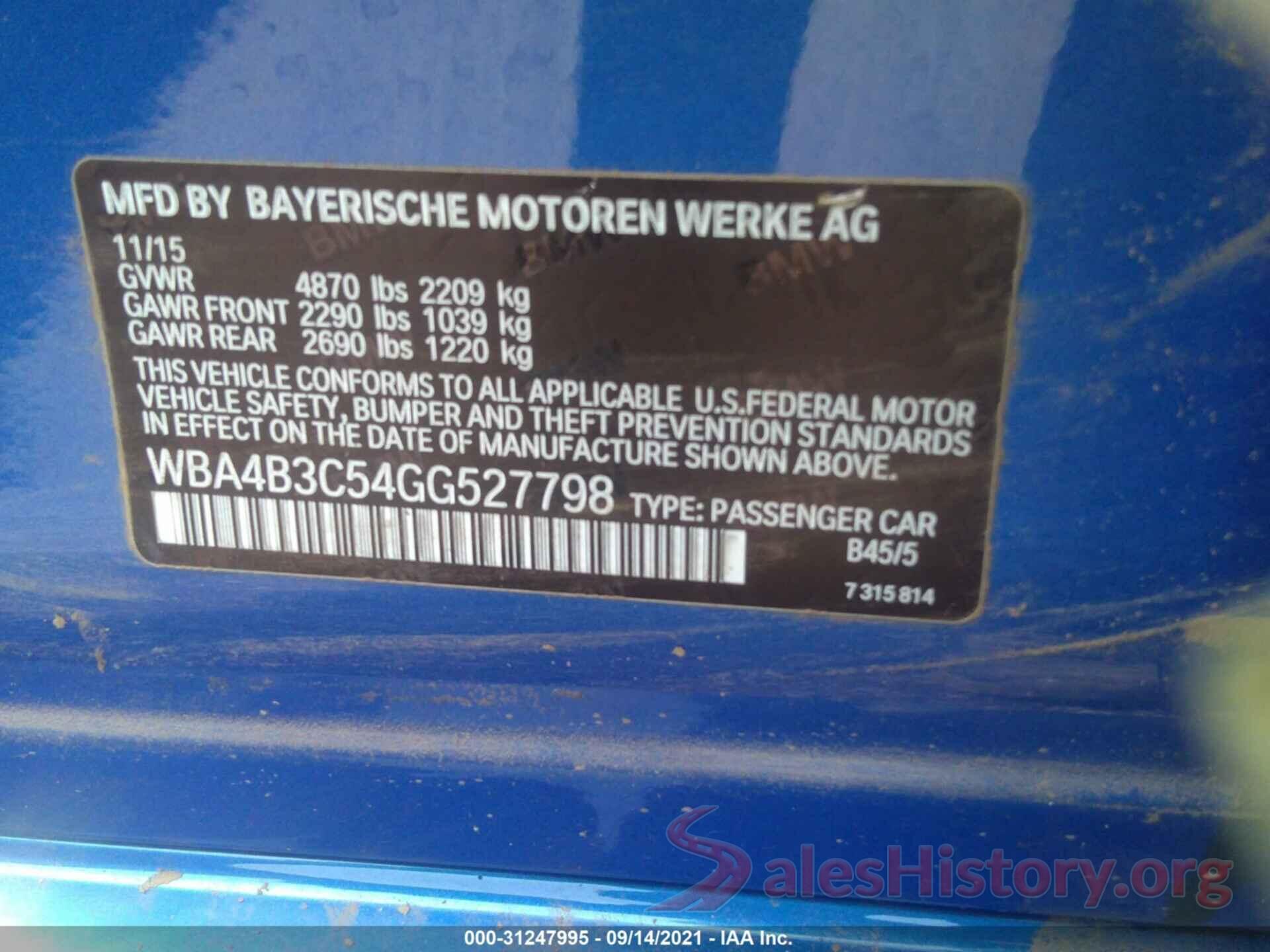 WBA4B3C54GG527798 2016 BMW 4 SERIES