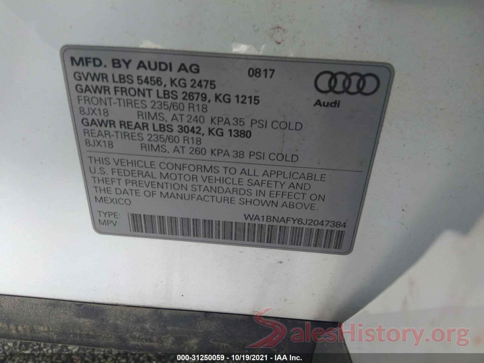 WA1BNAFY6J2047384 2018 AUDI Q5