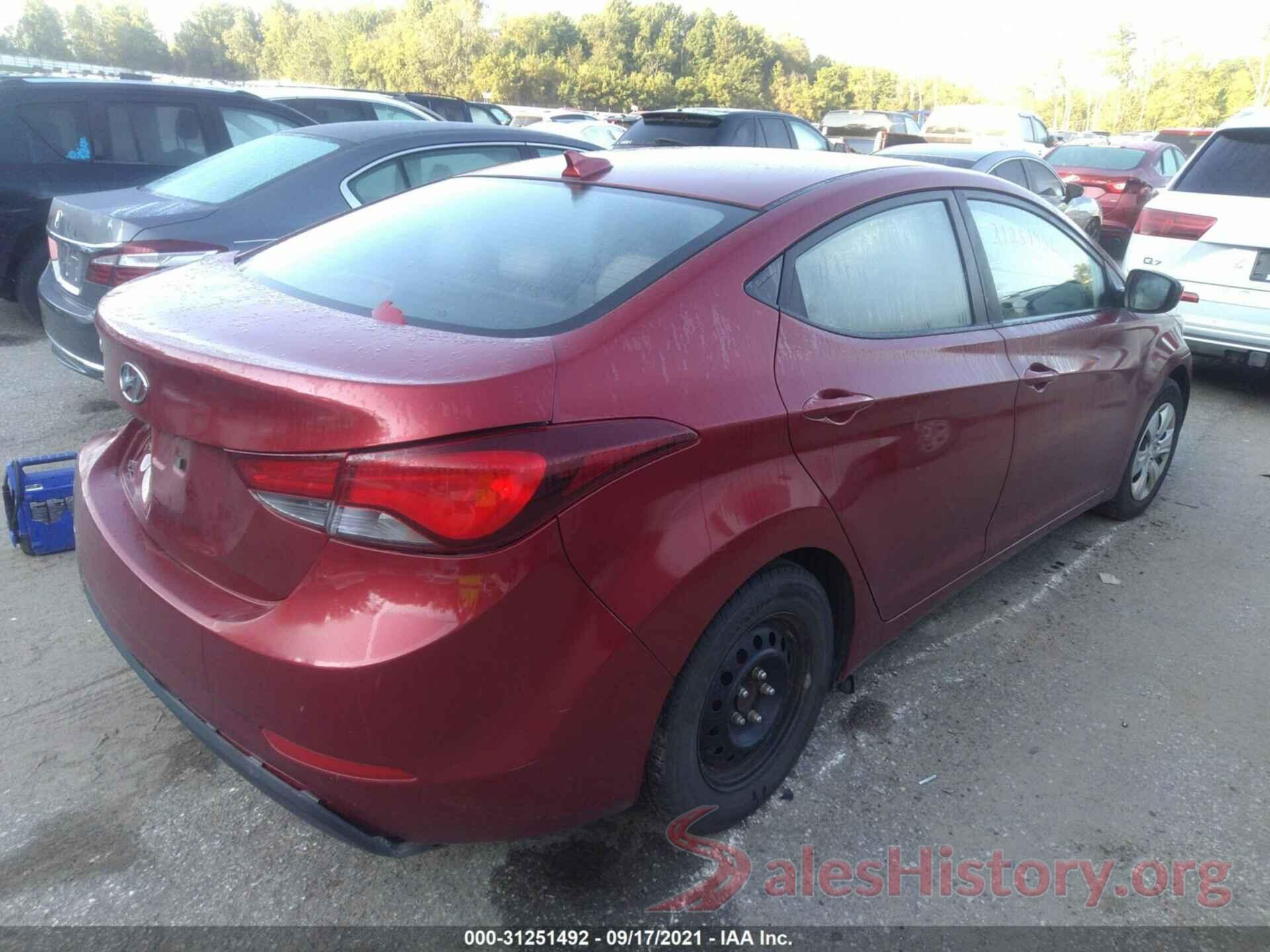 5NPDH4AE0GH734842 2016 HYUNDAI ELANTRA