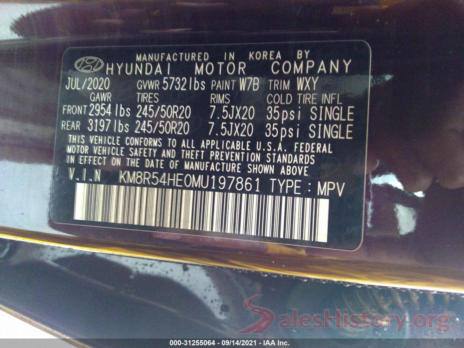 KM8R54HE0MU197861 2021 HYUNDAI PALISADE