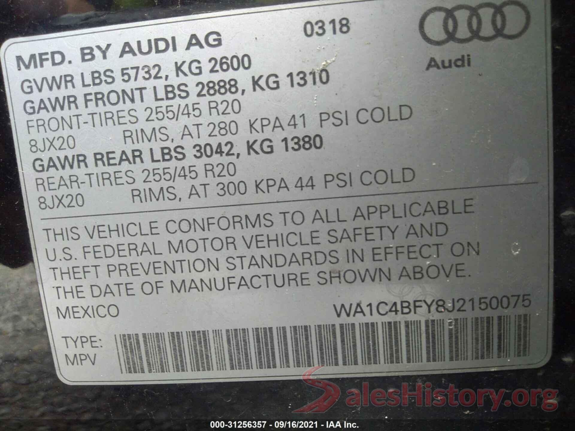 WA1C4BFY8J2150075 2018 AUDI SQ5