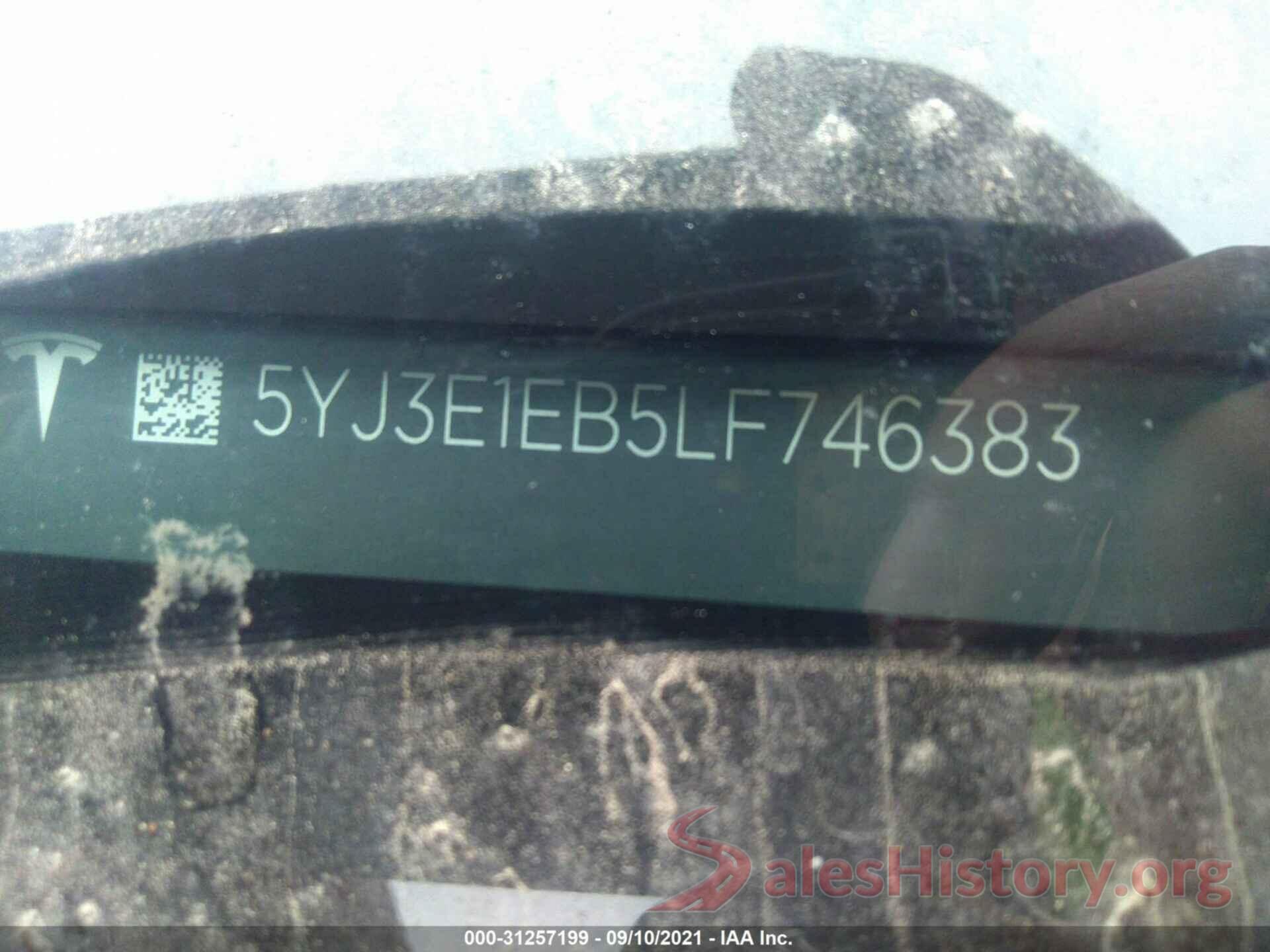 5YJ3E1EB5LF746383 2020 TESLA MODEL 3