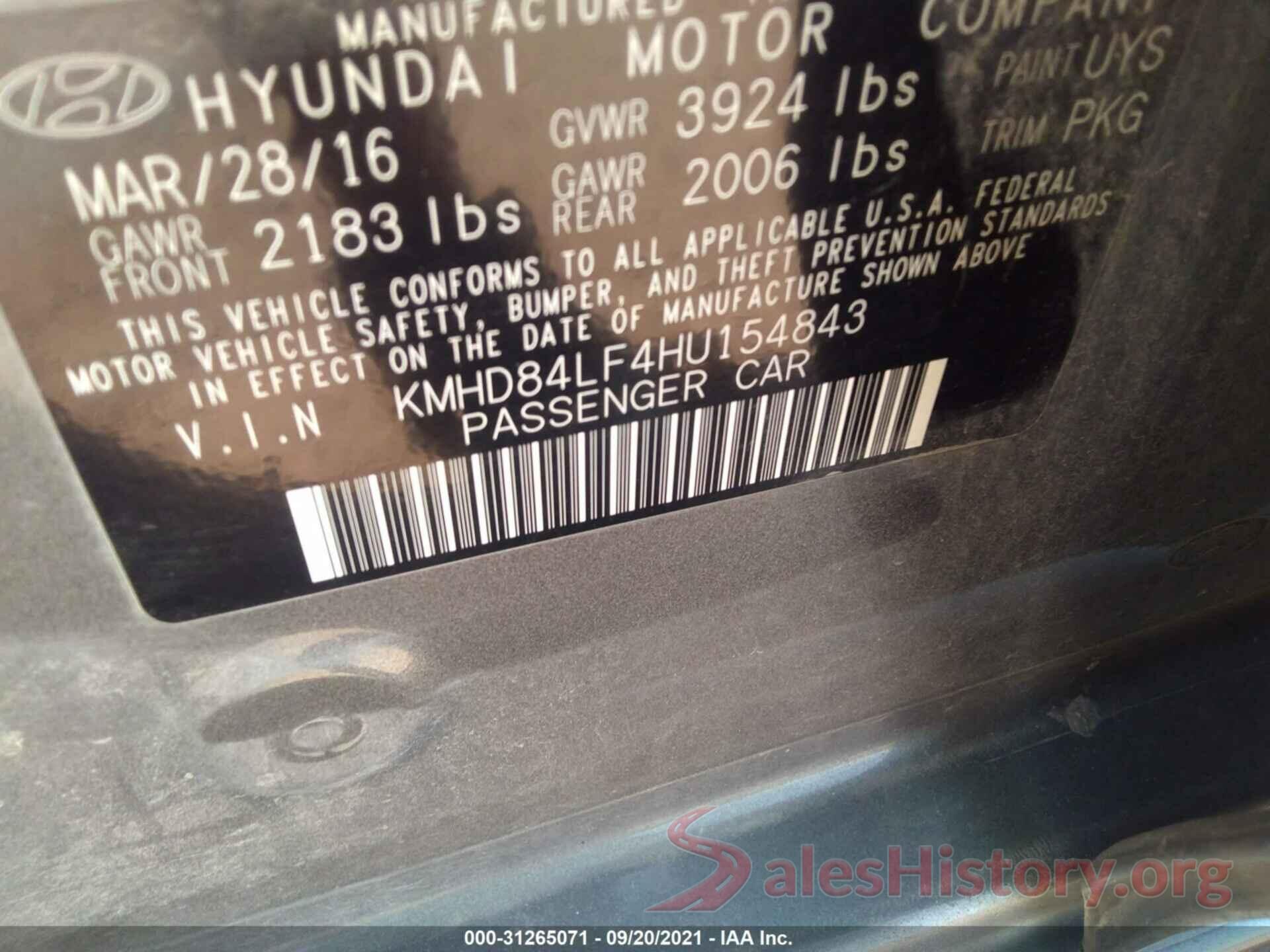 KMHD84LF4HU154843 2017 HYUNDAI ELANTRA