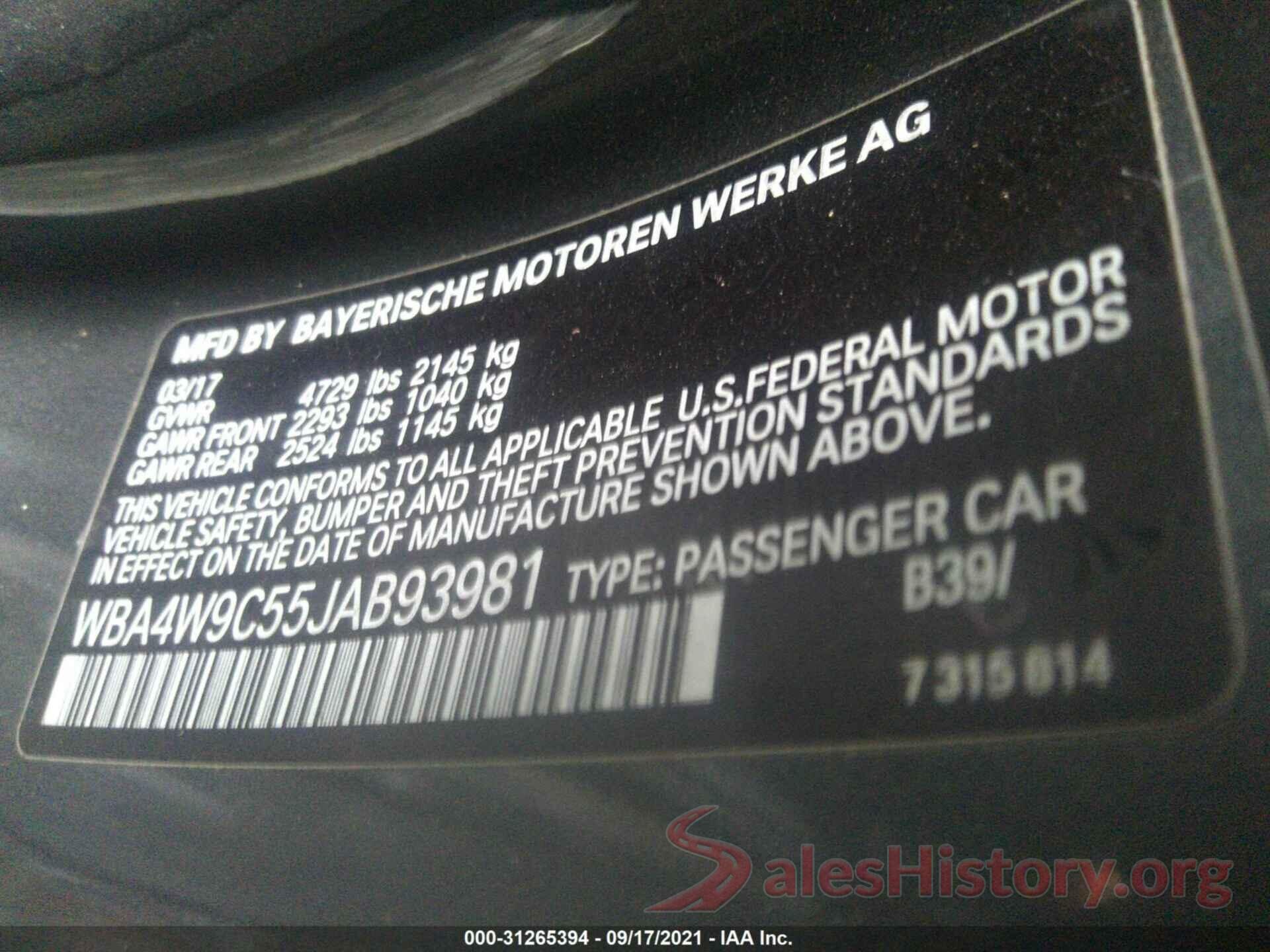 WBA4W9C55JAB93981 2018 BMW 4 SERIES