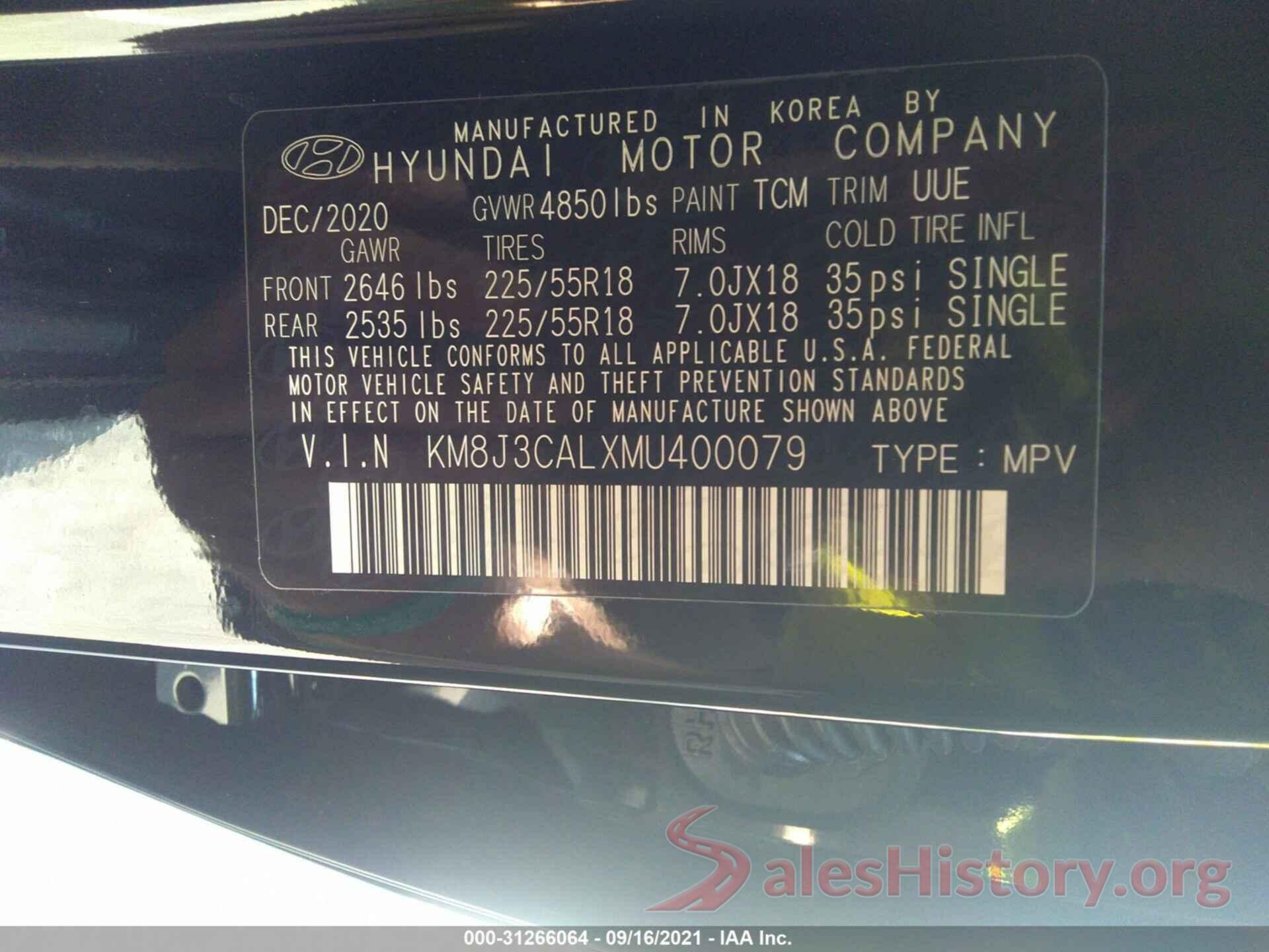 KM8J3CALXMU400079 2021 HYUNDAI TUCSON