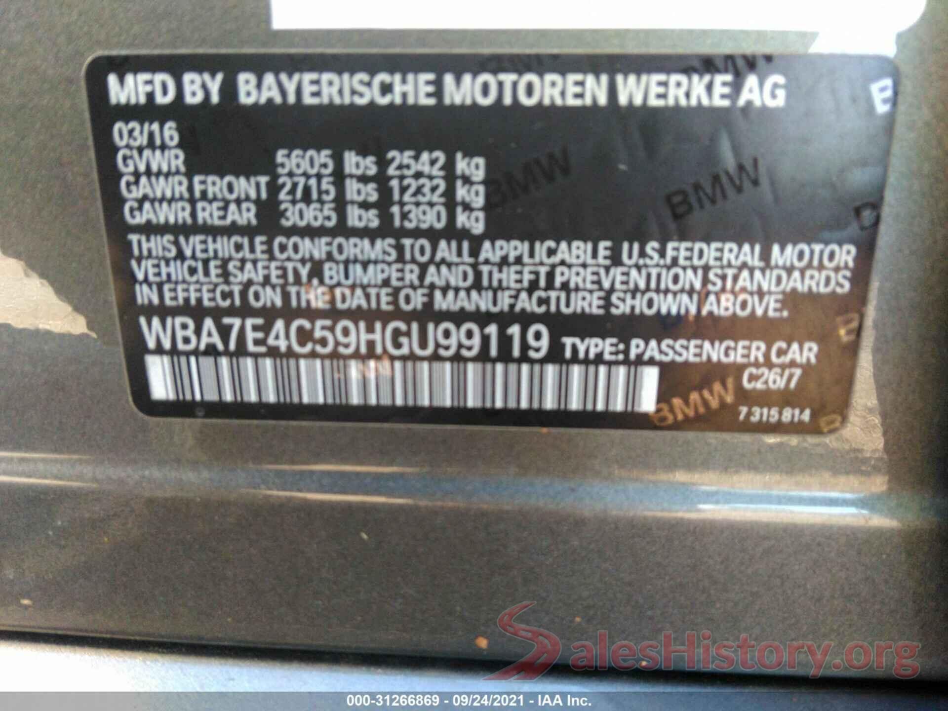 WBA7E4C59HGU99119 2017 BMW 7 SERIES