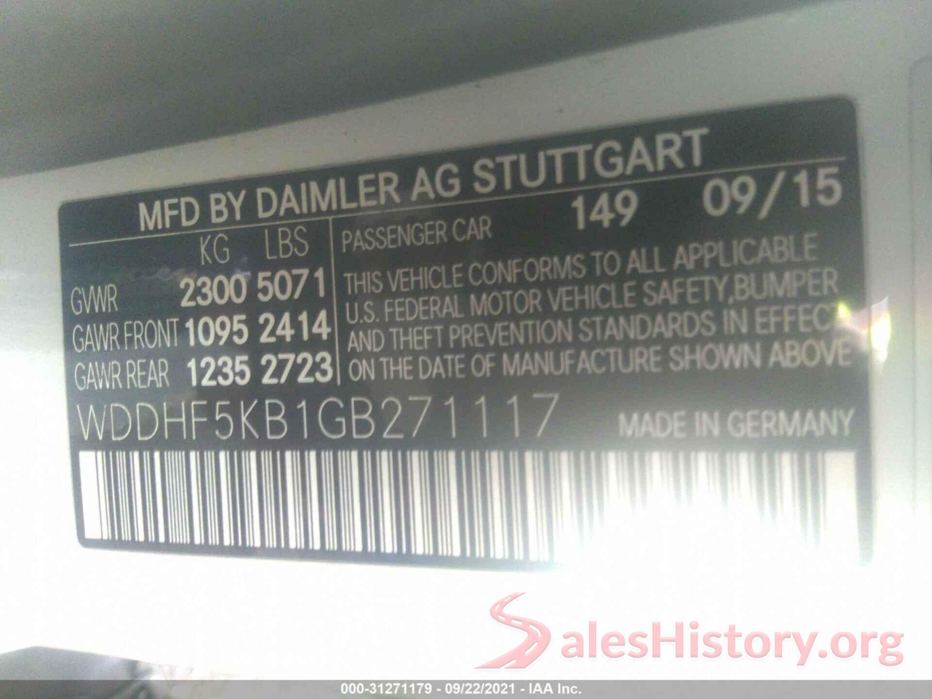 WDDHF5KB1GB271117 2016 MERCEDES-BENZ E-CLASS