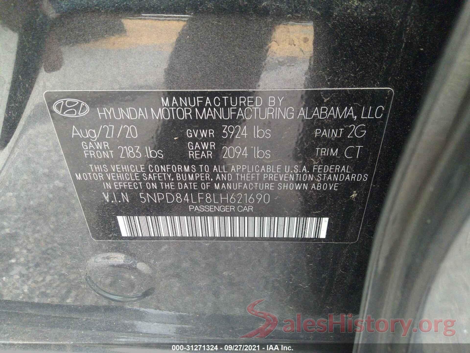 5NPD84LF8LH621690 2020 HYUNDAI ELANTRA