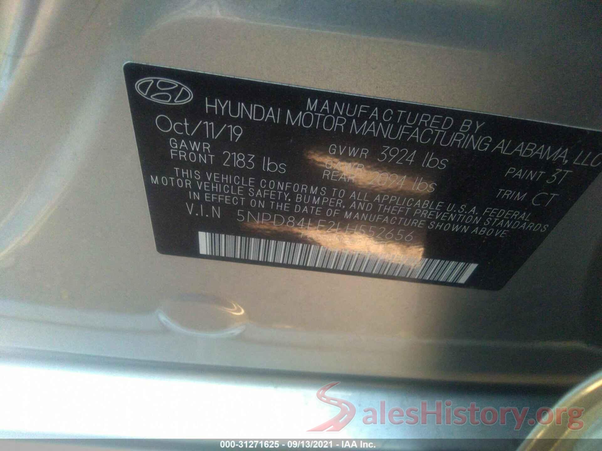 5NPD84LF2LH552656 2020 HYUNDAI ELANTRA