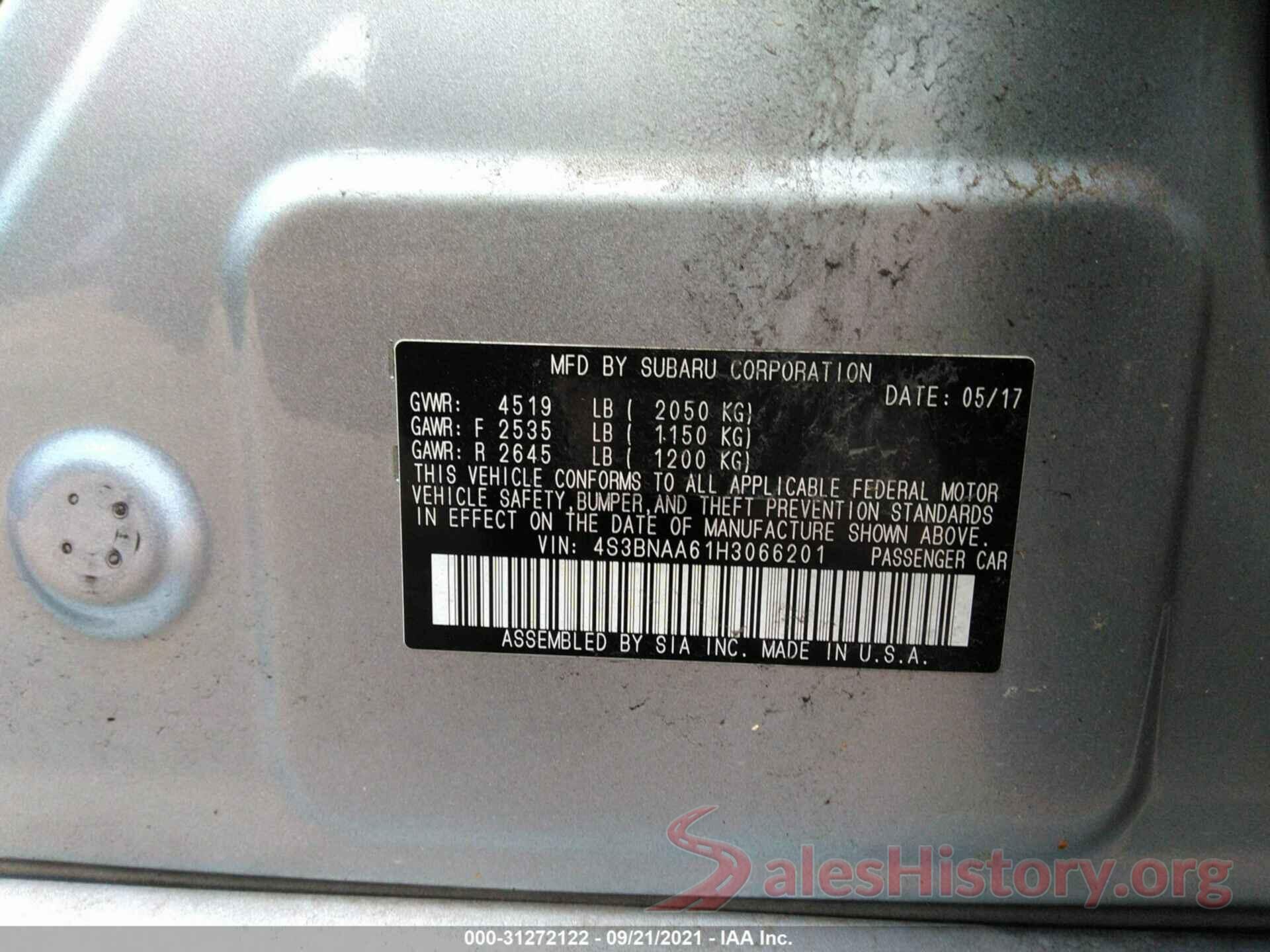 4S3BNAA61H3066201 2017 SUBARU LEGACY