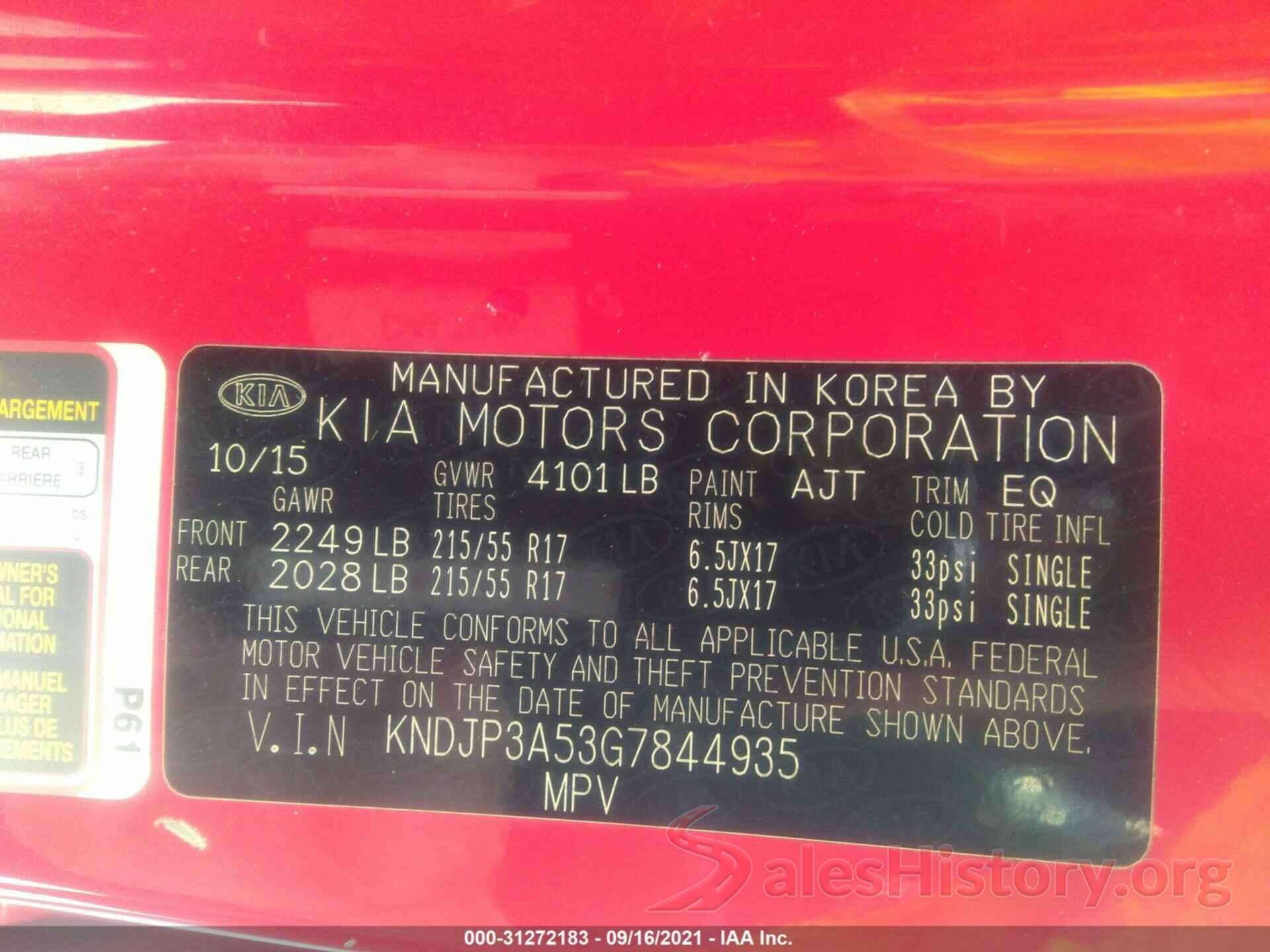 KNDJP3A53G7844935 2016 KIA SOUL