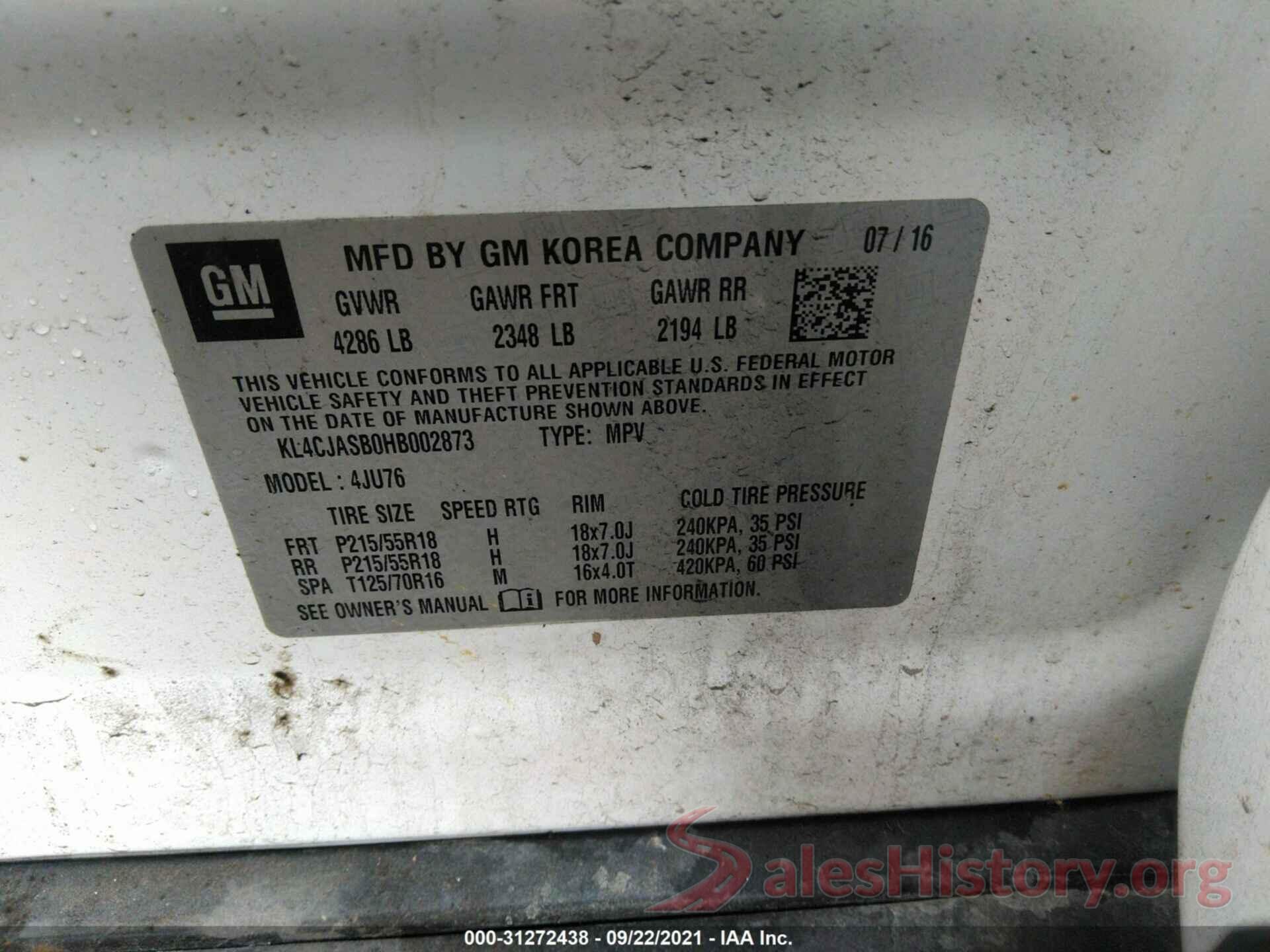 KL4CJASB0HB002873 2017 BUICK ENCORE