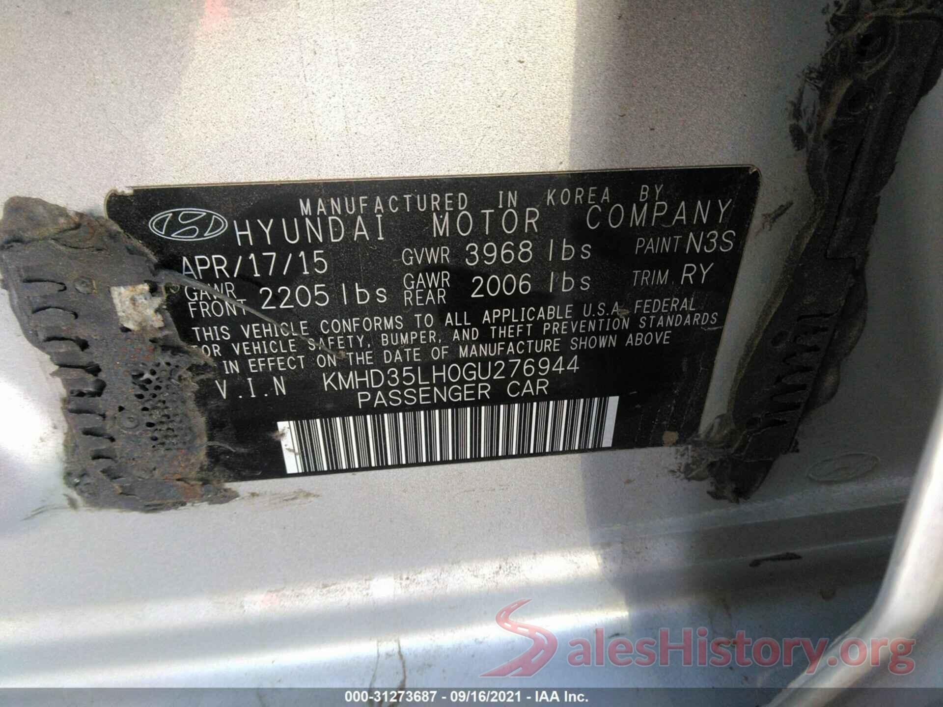 KMHD35LH0GU276944 2016 HYUNDAI ELANTRA GT