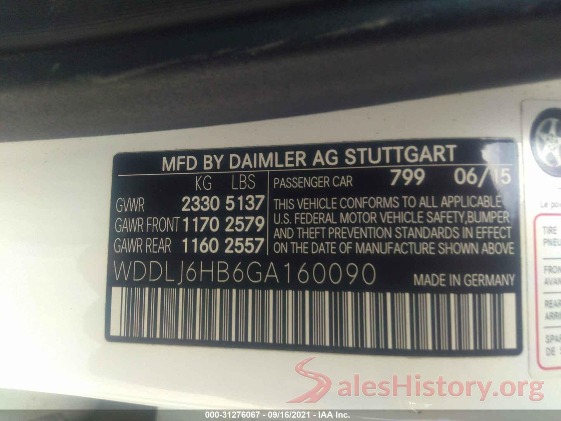 WDDLJ6HB6GA160090 2016 MERCEDES-BENZ CLS