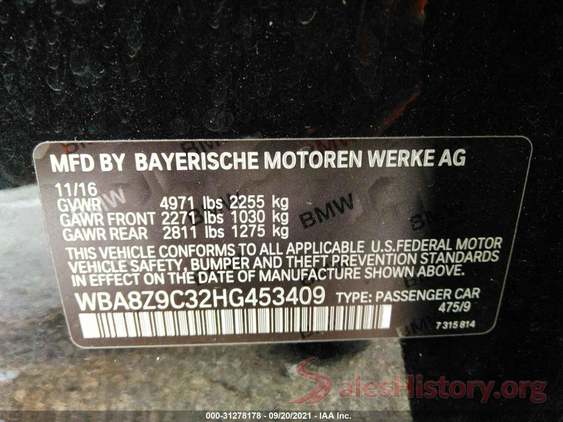 WBA8Z9C32HG453409 2017 BMW 3 SERIES