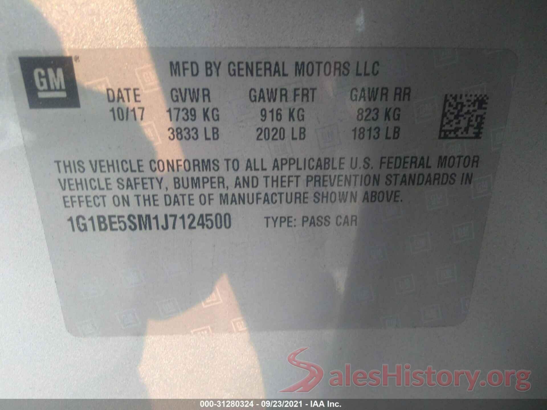 1G1BE5SM1J7124500 2018 CHEVROLET CRUZE