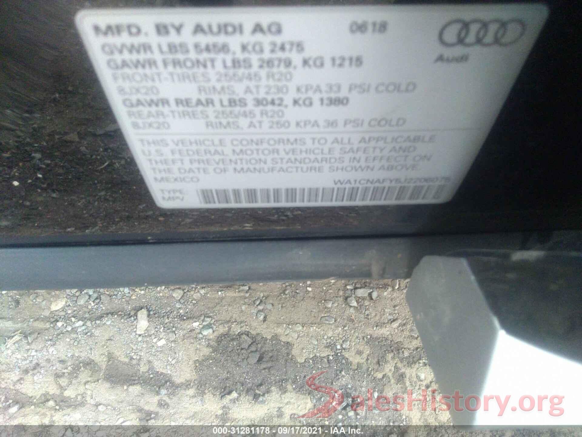 WA1CNAFY5J2206075 2018 AUDI Q5