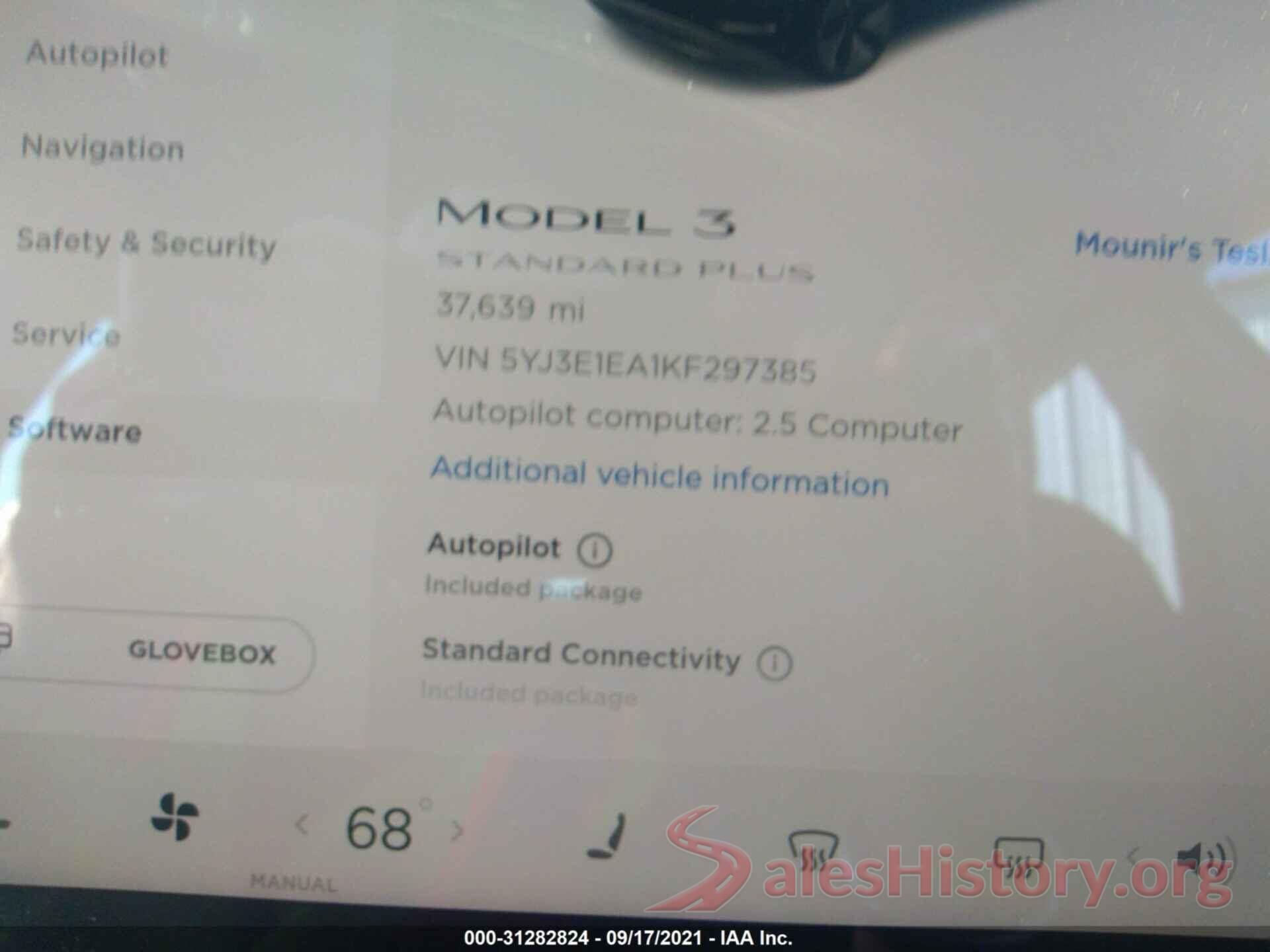 5YJ3E1EA1KF297385 2019 TESLA MODEL 3