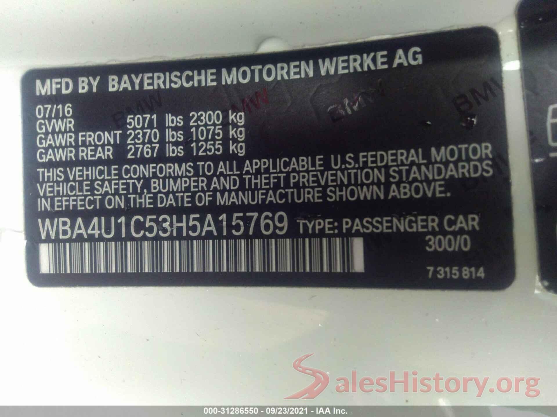 WBA4U1C53H5A15769 2017 BMW 4 SERIES