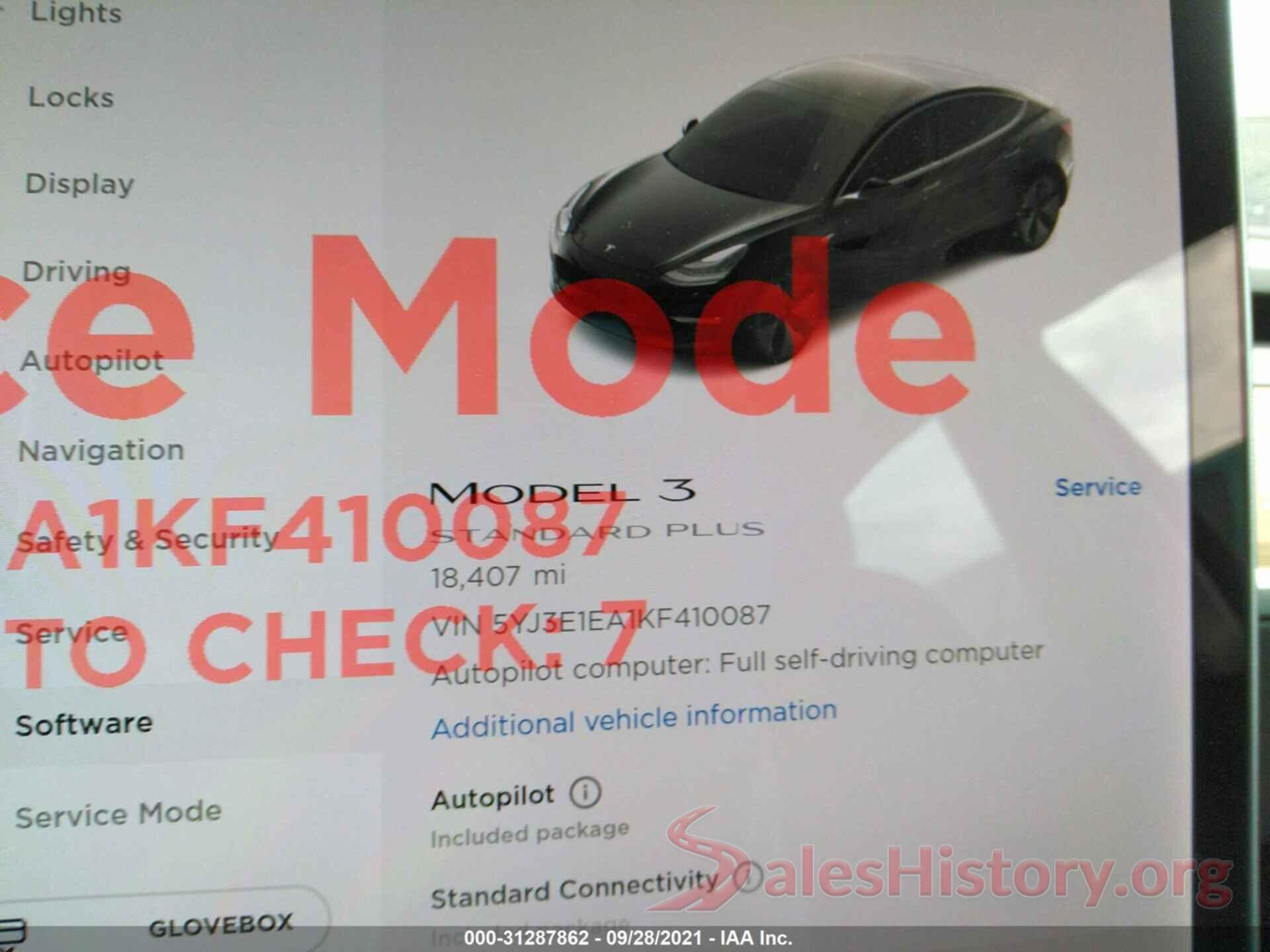 5YJ3E1EA1KF410087 2019 TESLA MODEL 3