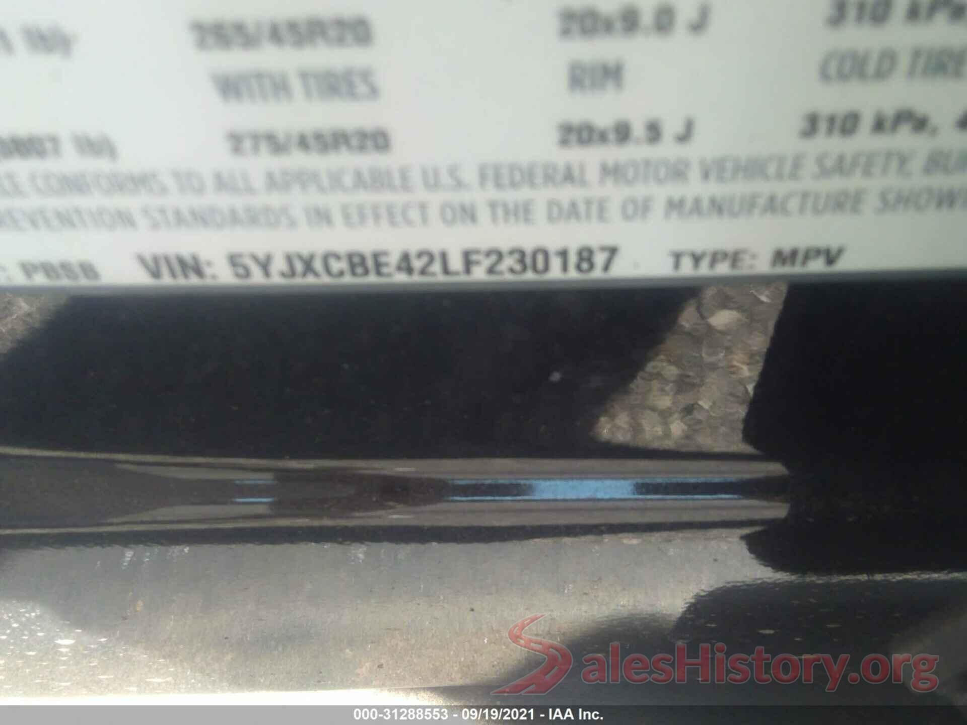 5YJXCBE42LF230187 2020 TESLA MODEL X