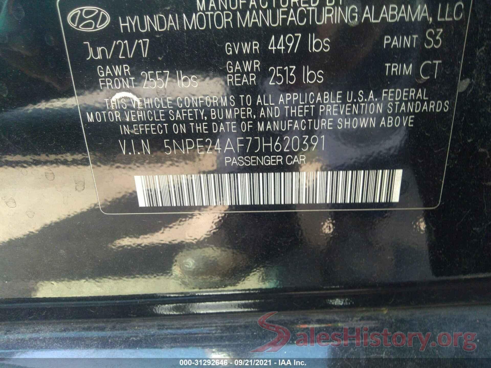 5NPE24AF7JH620391 2018 HYUNDAI SONATA