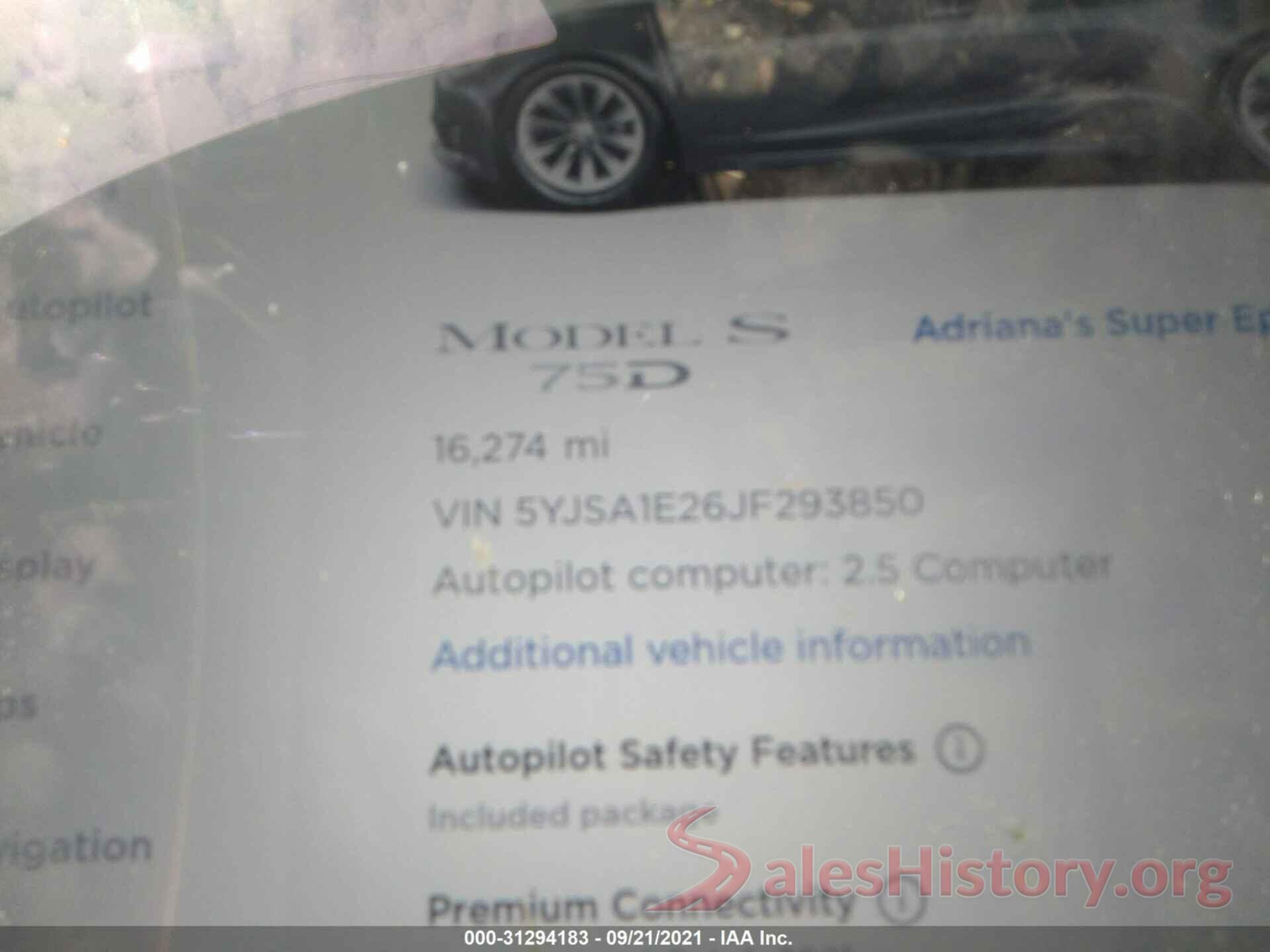 5YJSA1E26JF293850 2018 TESLA MODEL S