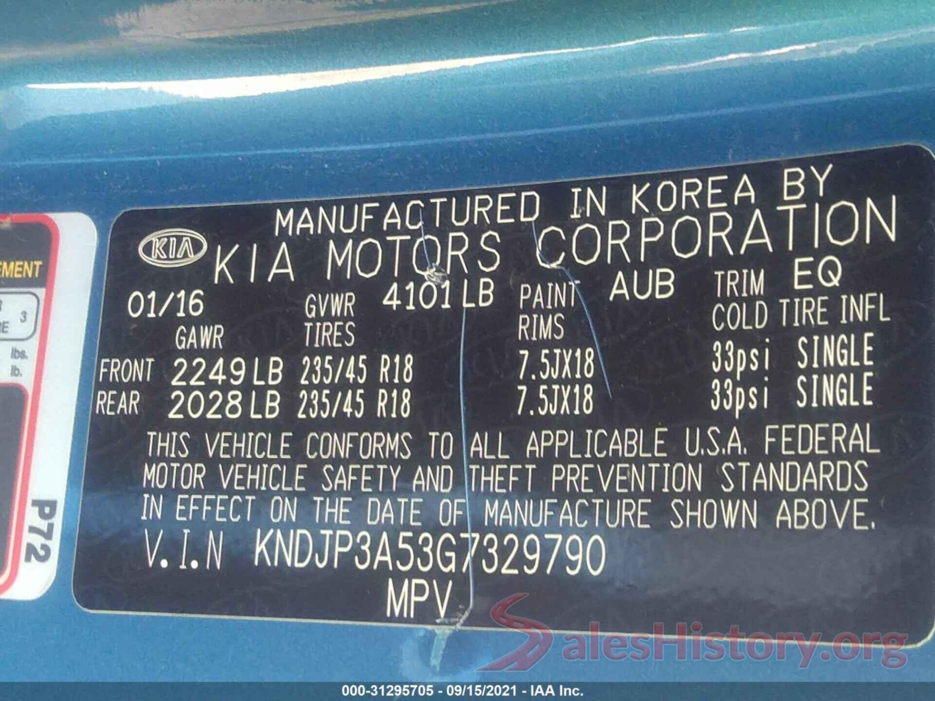 KNDJP3A53G7329790 2016 KIA SOUL