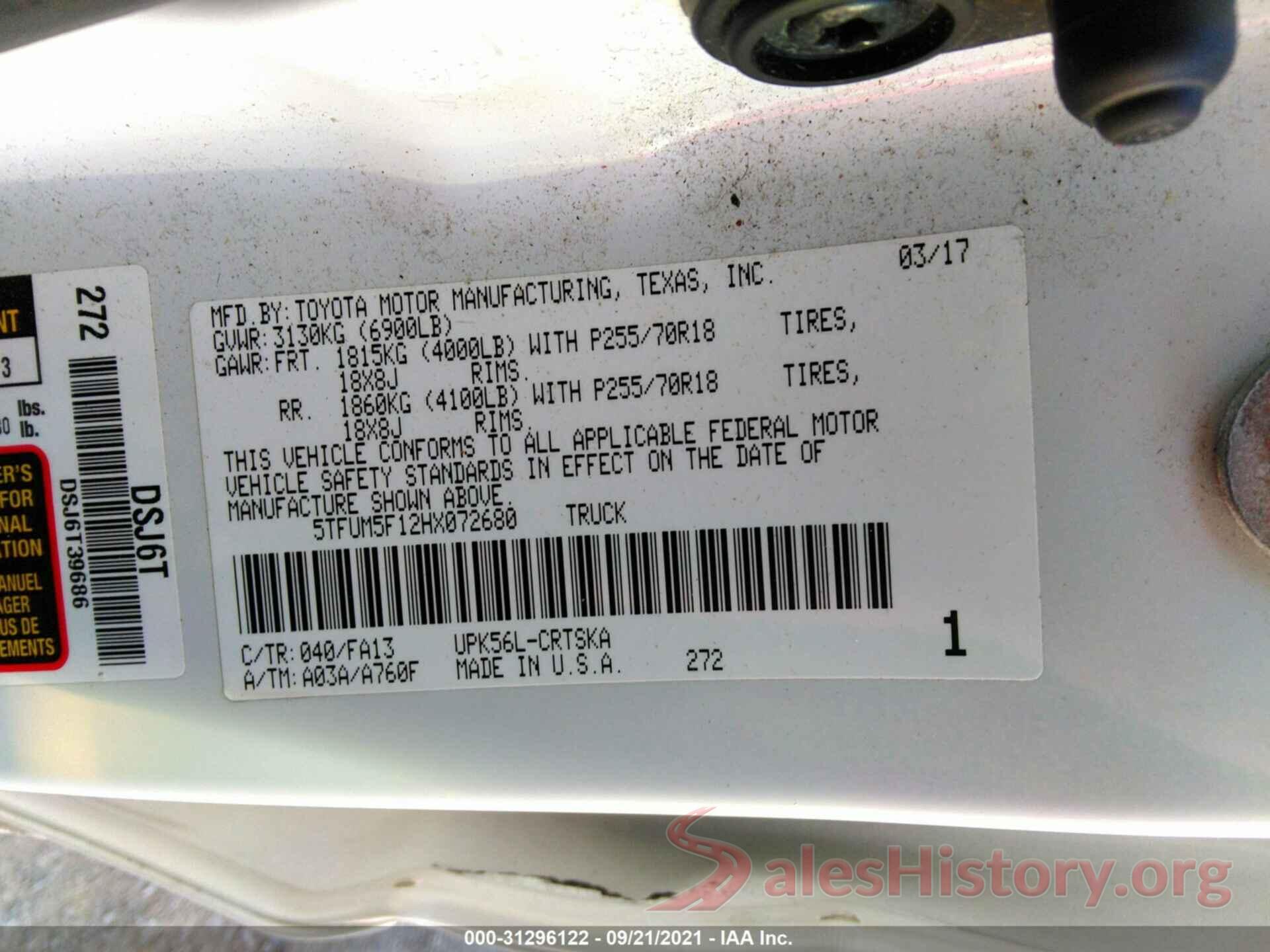 5TFUM5F12HX072680 2017 TOYOTA TUNDRA 4WD