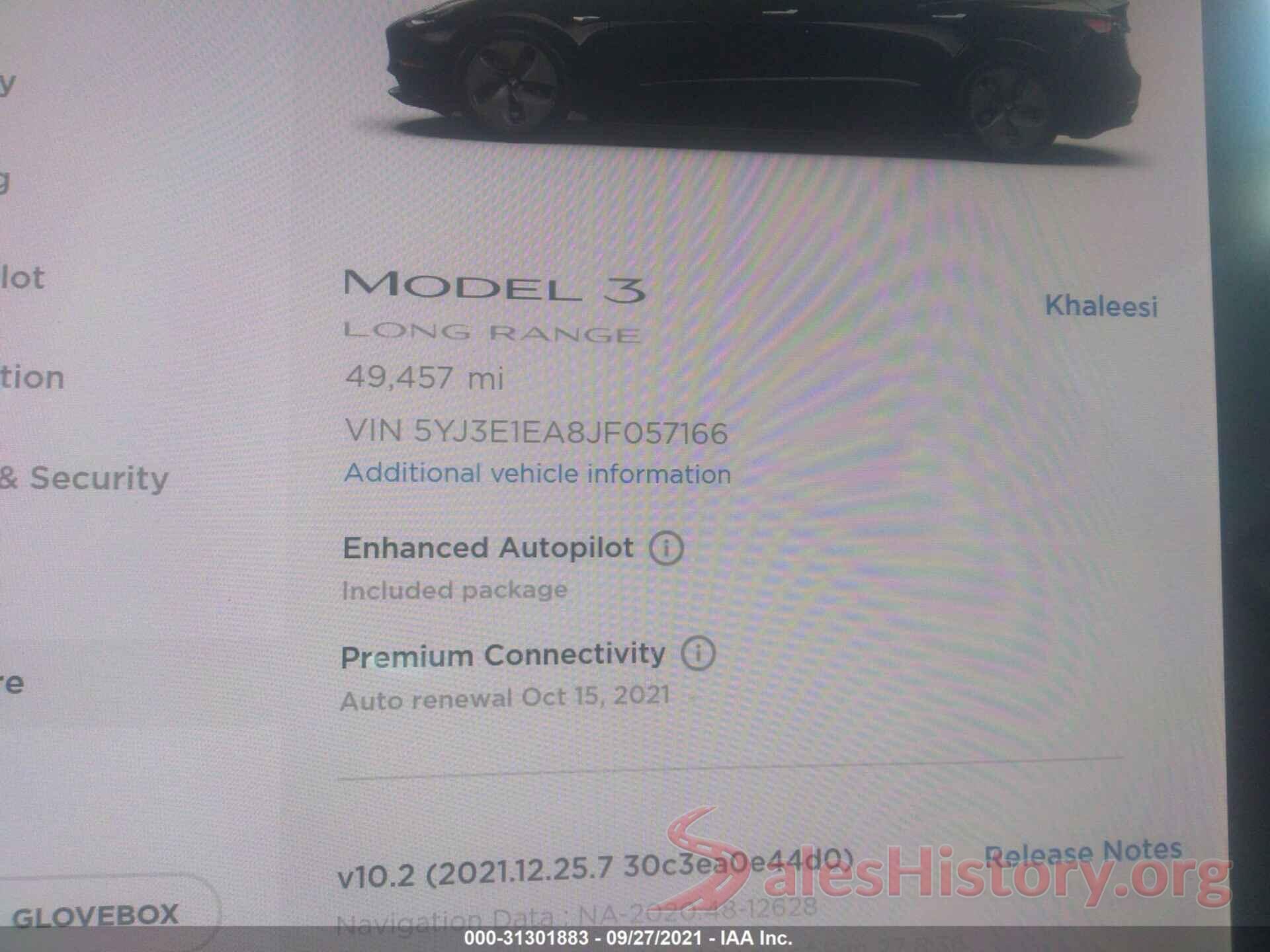 5YJ3E1EA8JF057166 2018 TESLA MODEL 3