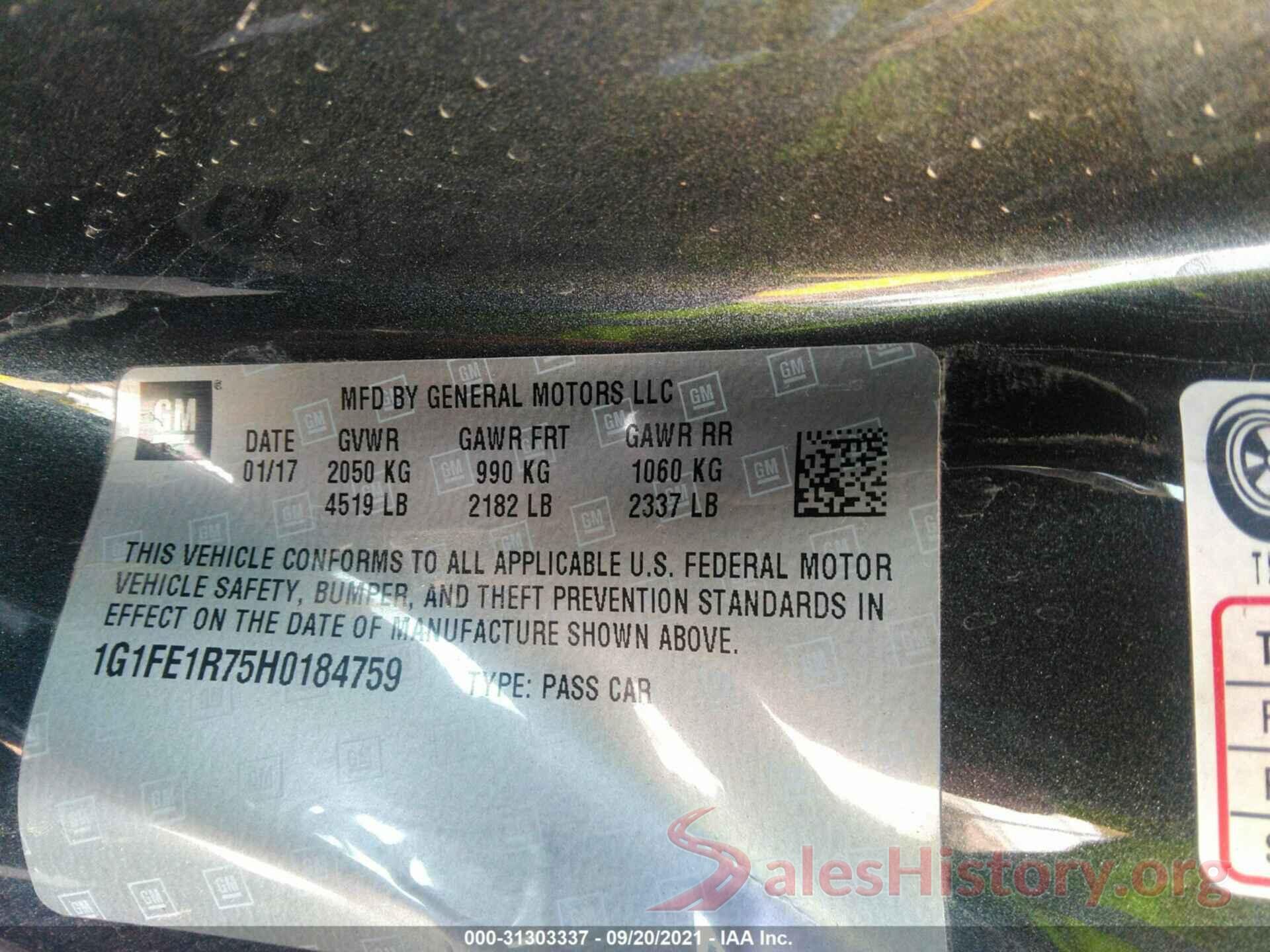 1G1FE1R75H0184759 2017 CHEVROLET CAMARO