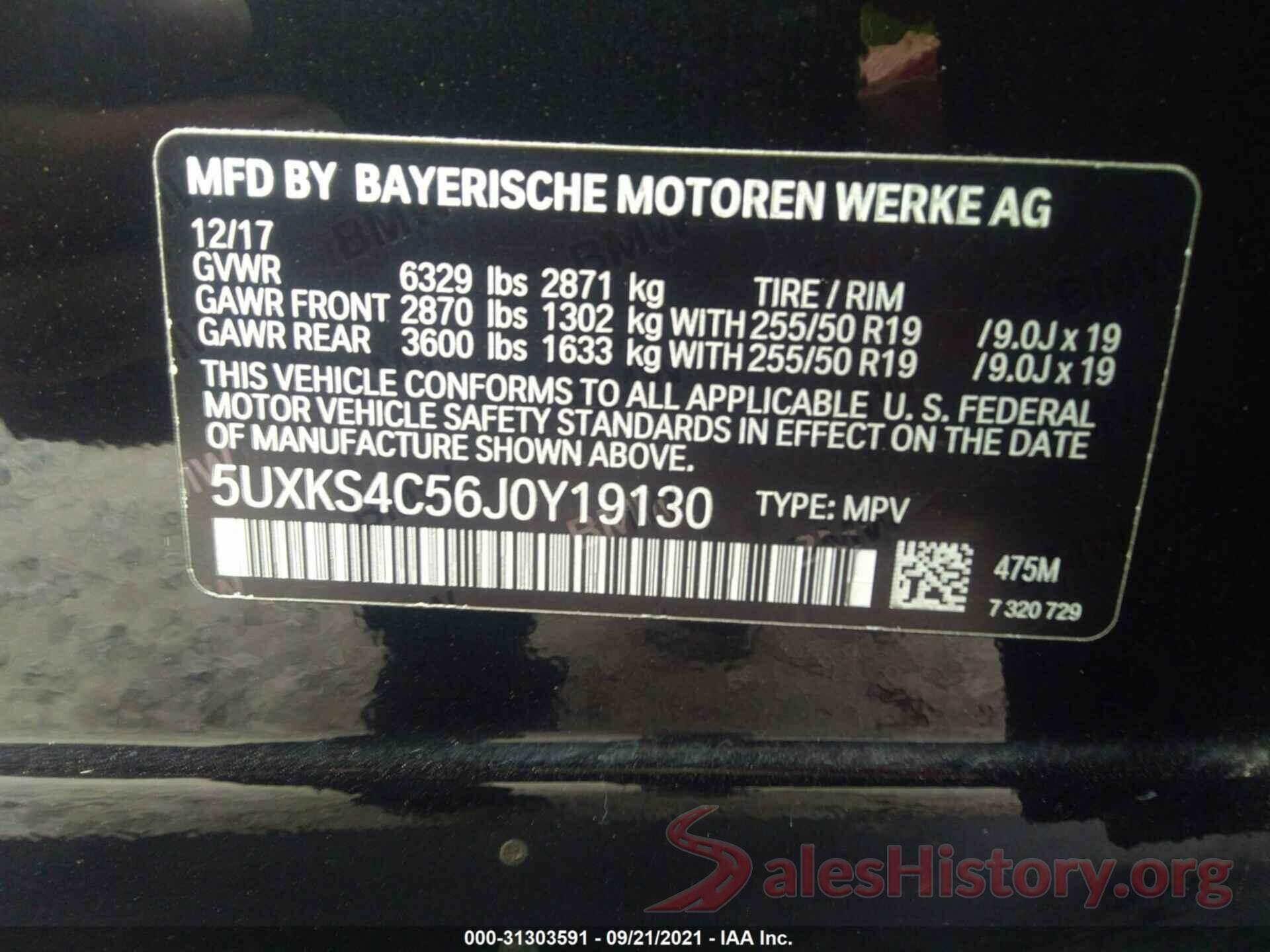 5UXKS4C56J0Y19130 2018 BMW X5