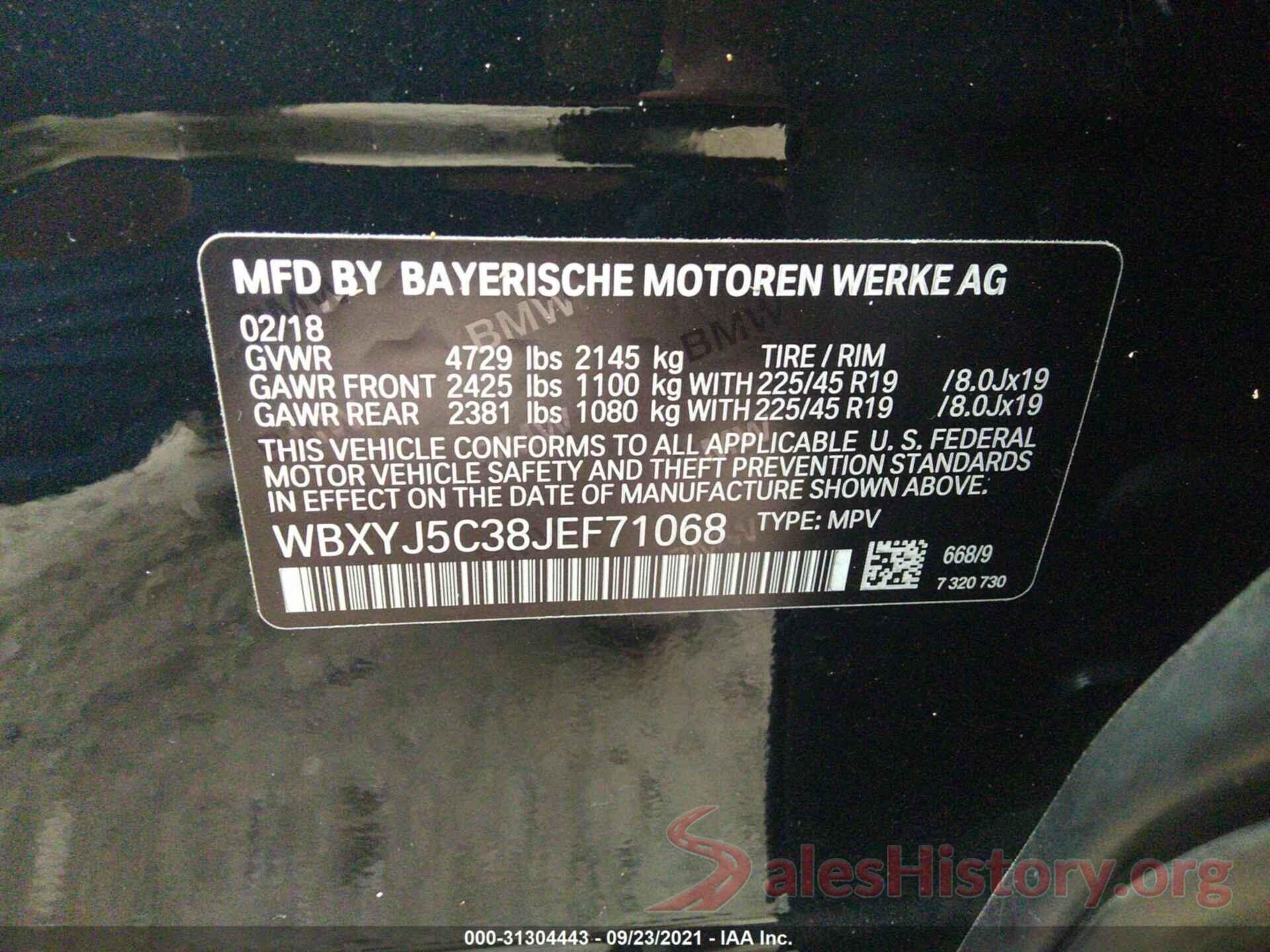 WBXYJ5C38JEF71068 2018 BMW X2