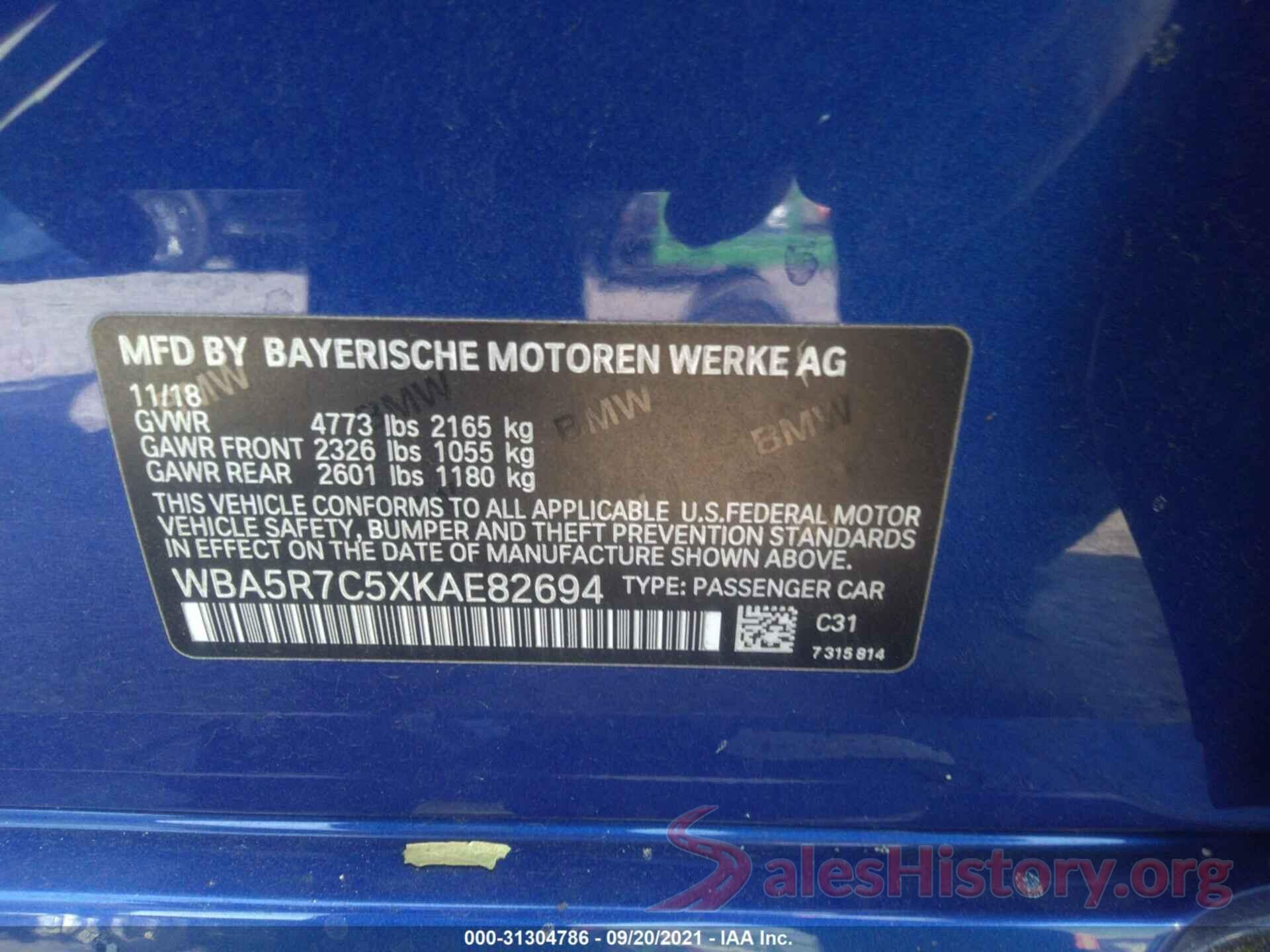 WBA5R7C5XKAE82694 2019 BMW 3 SERIES